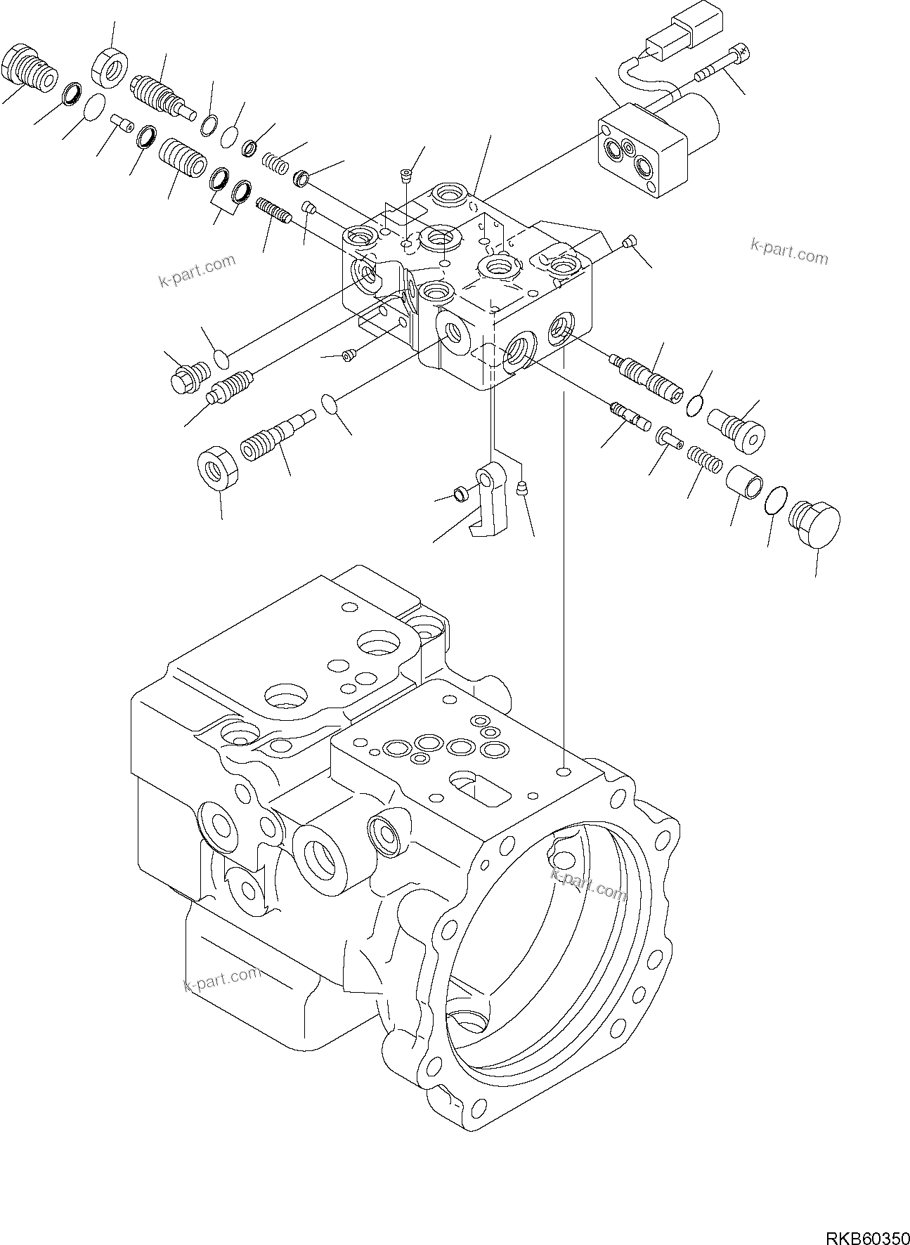 Komatsu parts book diagram for PC88MR-6 S/N F00003 AND UP: HYDRAULIC PUMP (3/4)