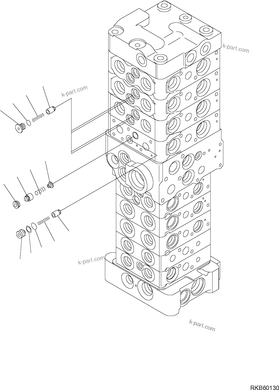 Komatsu parts book diagram for PC88MR-6 S/N F00003 AND UP: CONTROL VALVE (6/25)