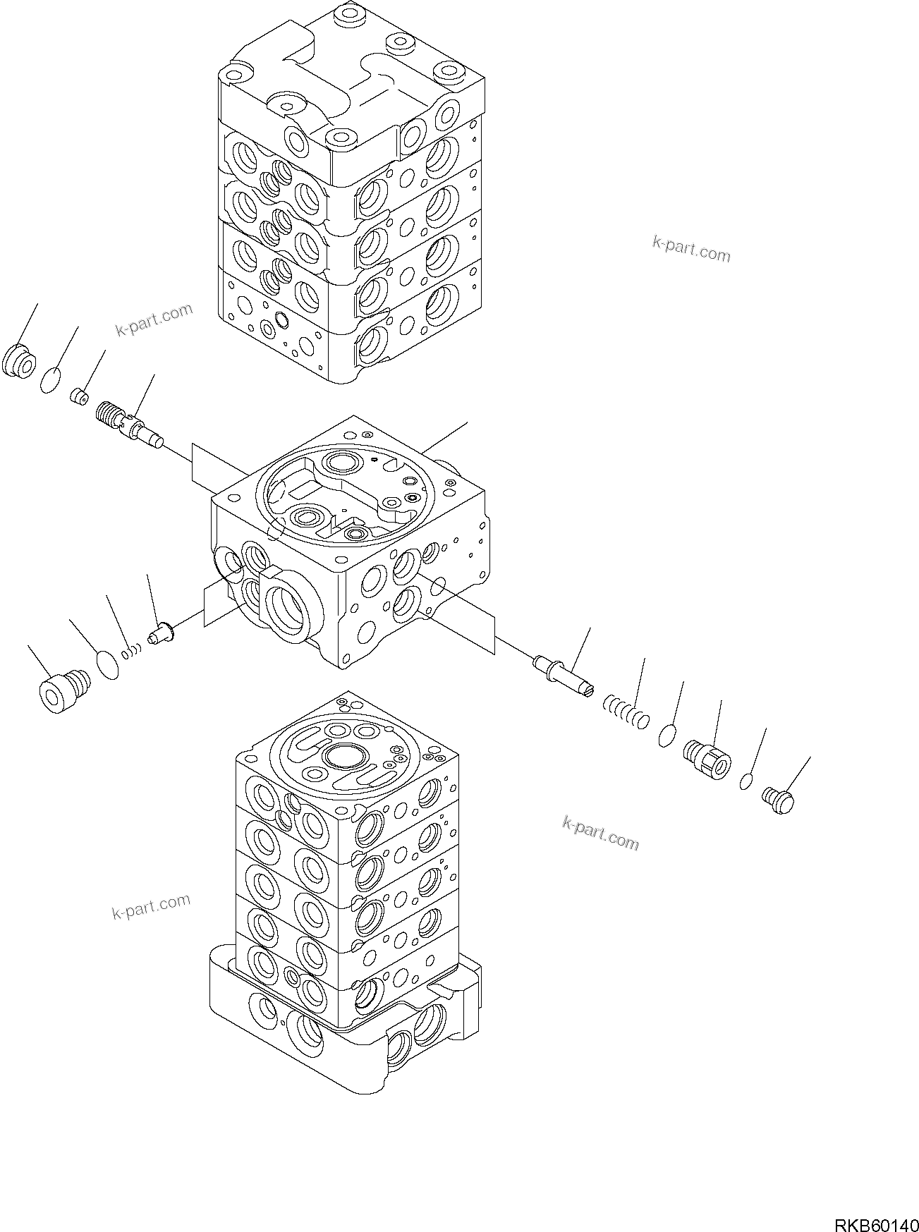 Komatsu parts book diagram for PC88MR-6 S/N F00003 AND UP: CONTROL VALVE (7/25)