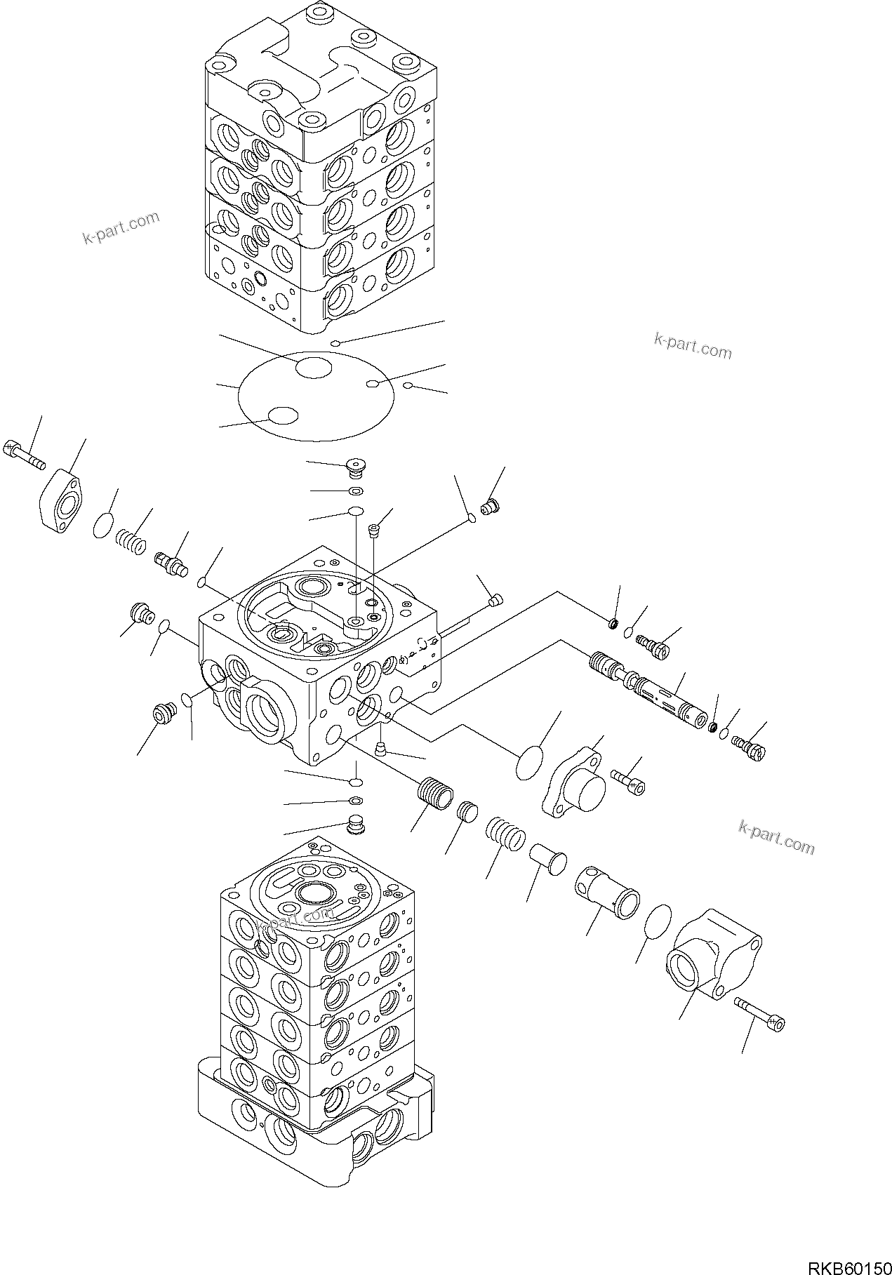 Komatsu parts book diagram for PC88MR-6 S/N F00003 AND UP: CONTROL VALVE (8/25)