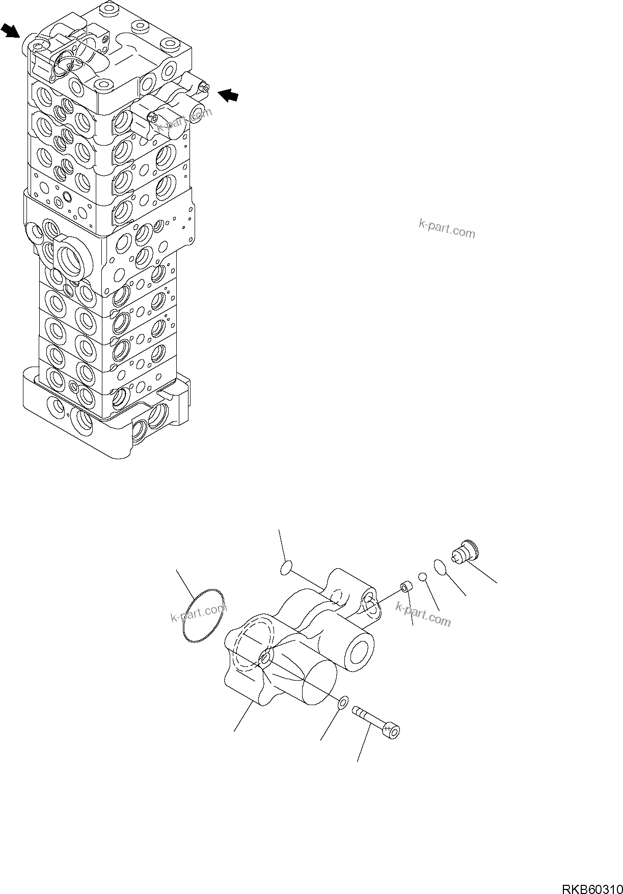 Komatsu parts book diagram for PC88MR-6 S/N F00003 AND UP: CONTROL VALVE (24/25)
