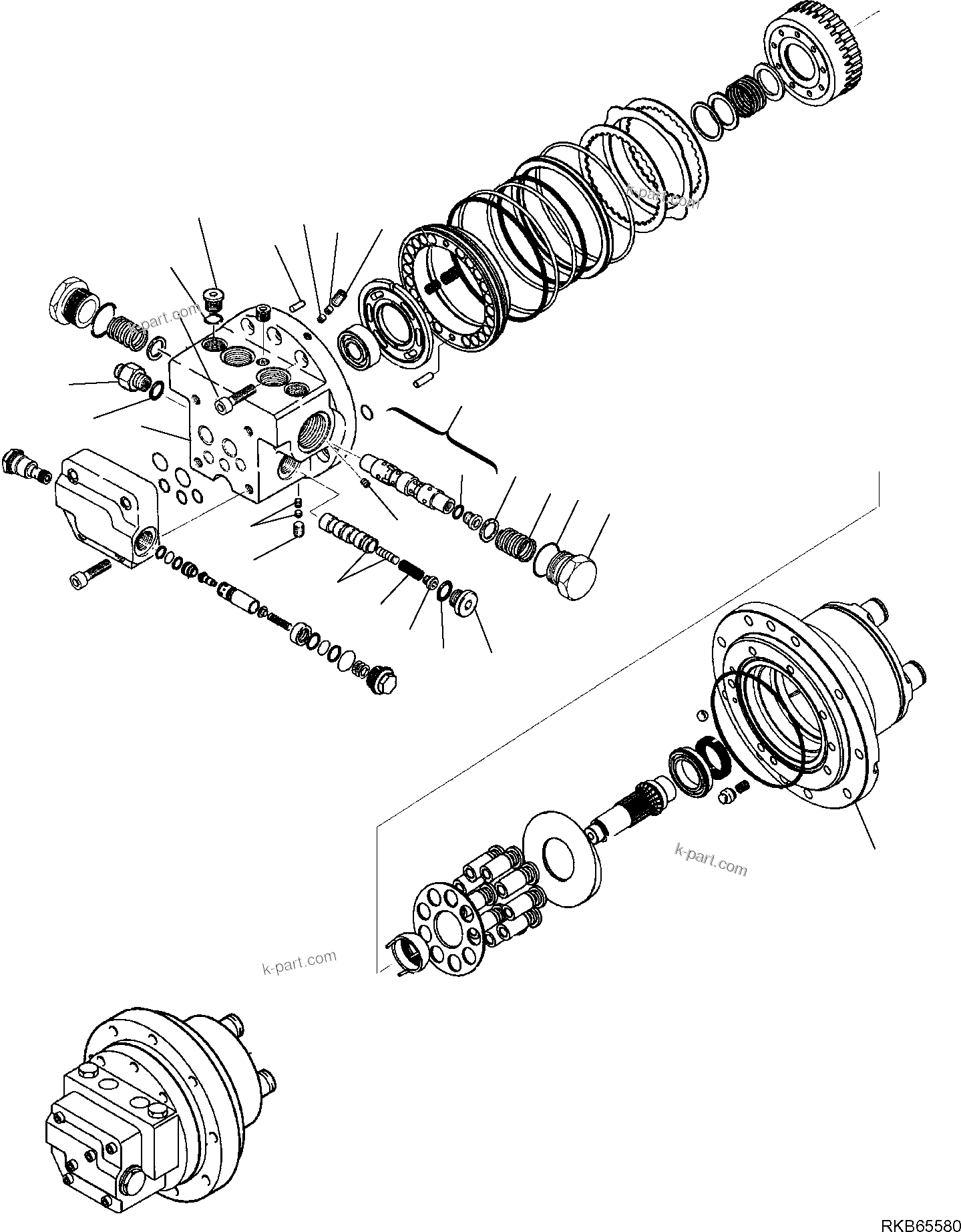 Komatsu parts book diagram for PC88MR-6 S/N F00003 AND UP: TRAVEL MOTOR (2/5)