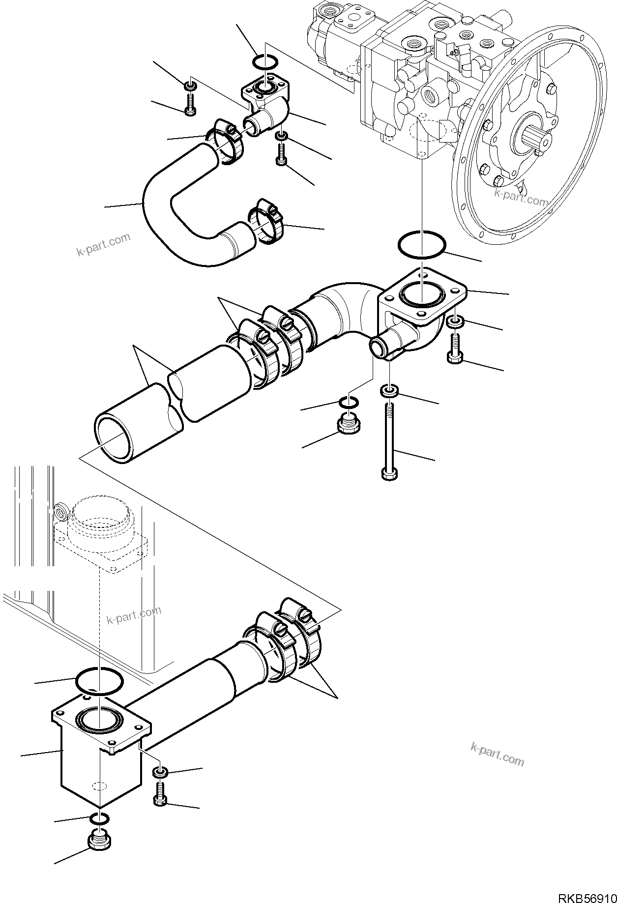 Komatsu parts book diagram for PC88MR-6 S/N F00003 AND UP: HYDRAULIC PIPING (SUCTION LINE)
