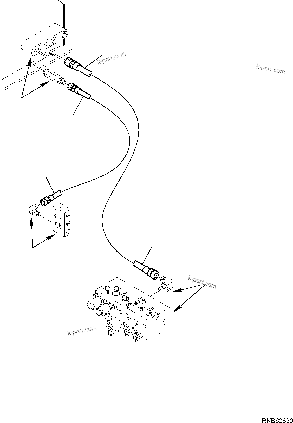 Komatsu parts book diagram for PC88MR-6 S/N F00003 AND UP: HYDRAULIC PIPING (SERVOCONTROL RETURN LINE) (1/2)
