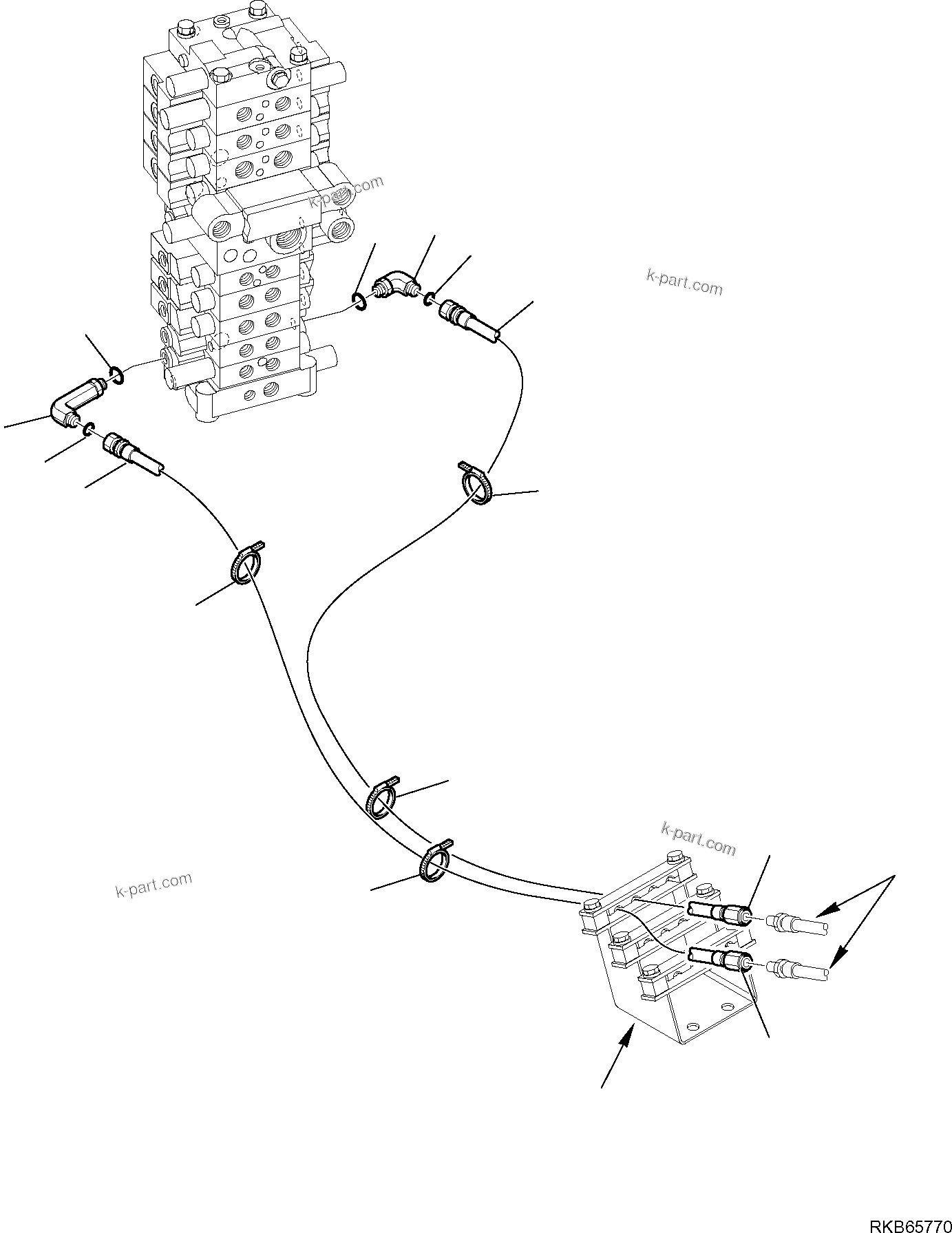 Komatsu parts book diagram for PC88MR-6 S/N F00003 AND UP: HYDRAULIC PIPING (BLADE VALVE LINE) (3/3)