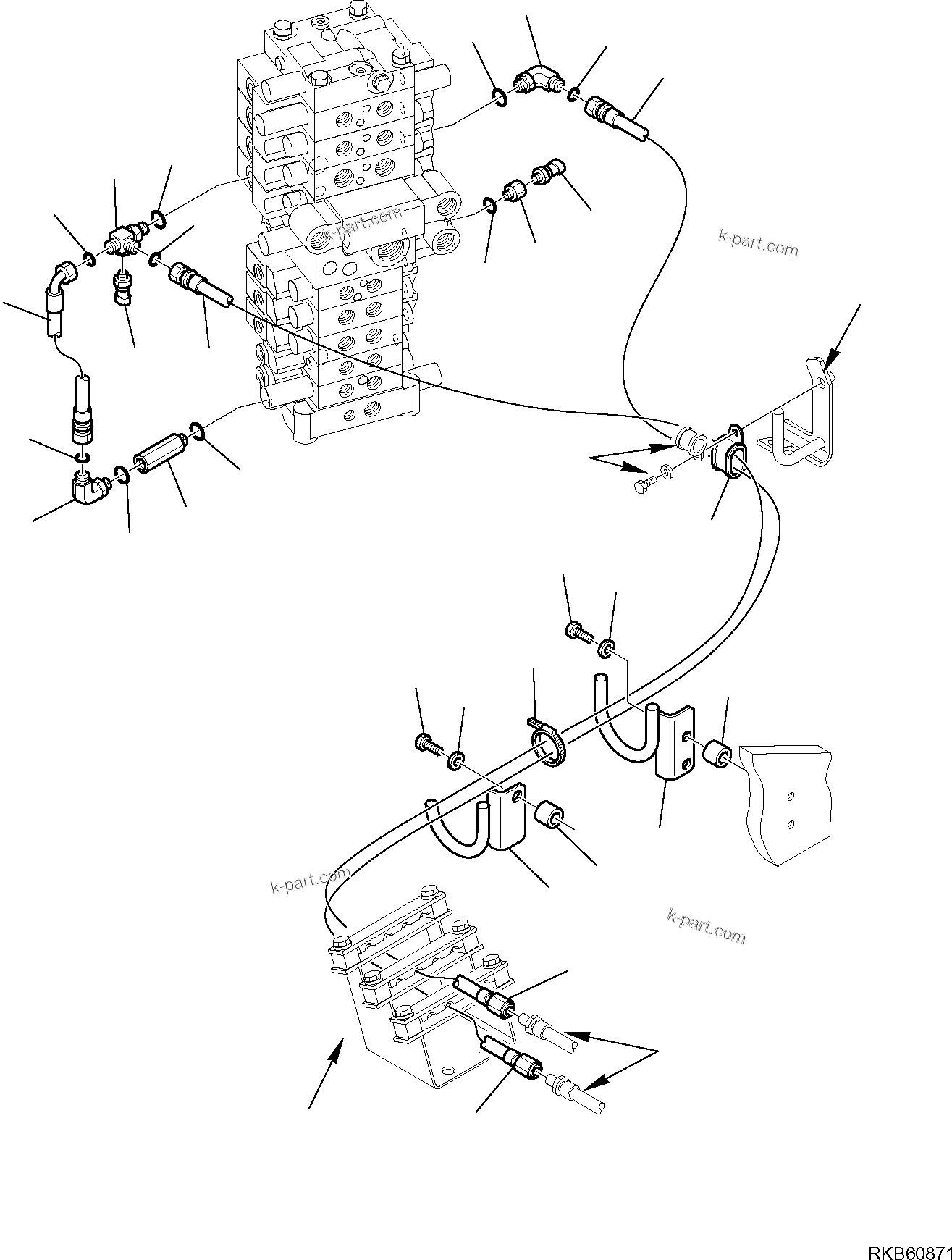 Komatsu parts book diagram for PC88MR-6 S/N F00003 AND UP: HYDRAULIC PIPING (BOOM PPC VALVE LINE) (2/2)