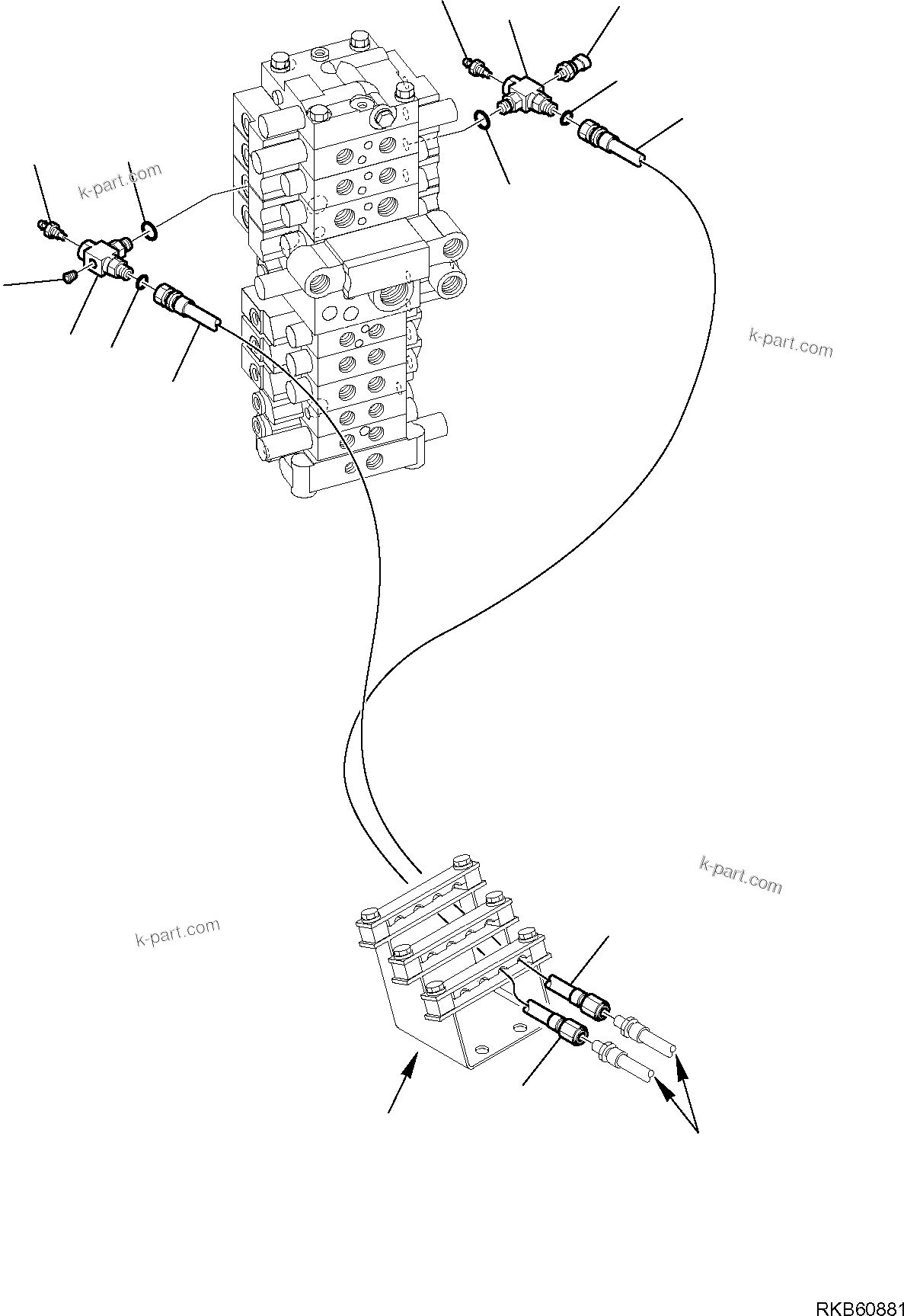 Komatsu parts book diagram for PC88MR-6 S/N F00003 AND UP: HYDRAULIC PIPING (ARM PPC VALVE LINE) (2/2)