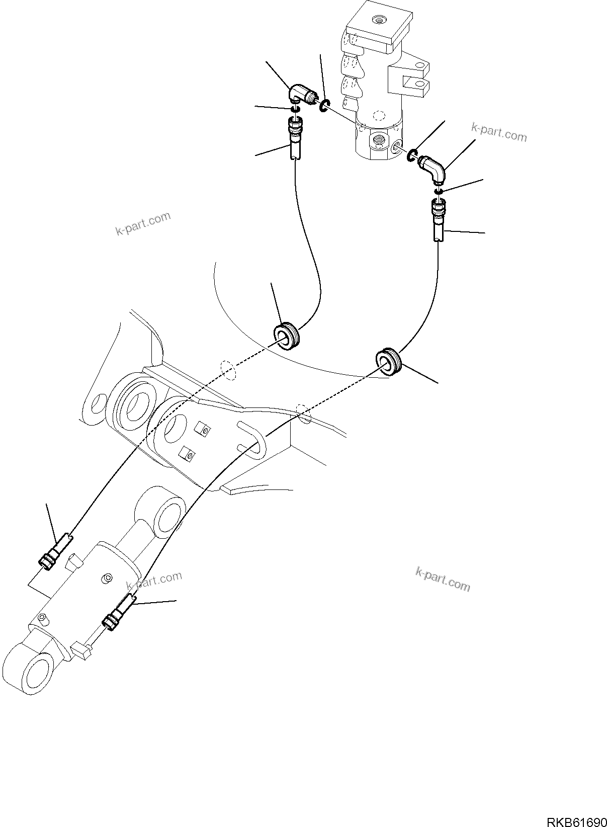 Komatsu parts book diagram for PC88MR-6 S/N F00003 AND UP: HYDRAULIC PIPING (BLADE LINE) (2/2)