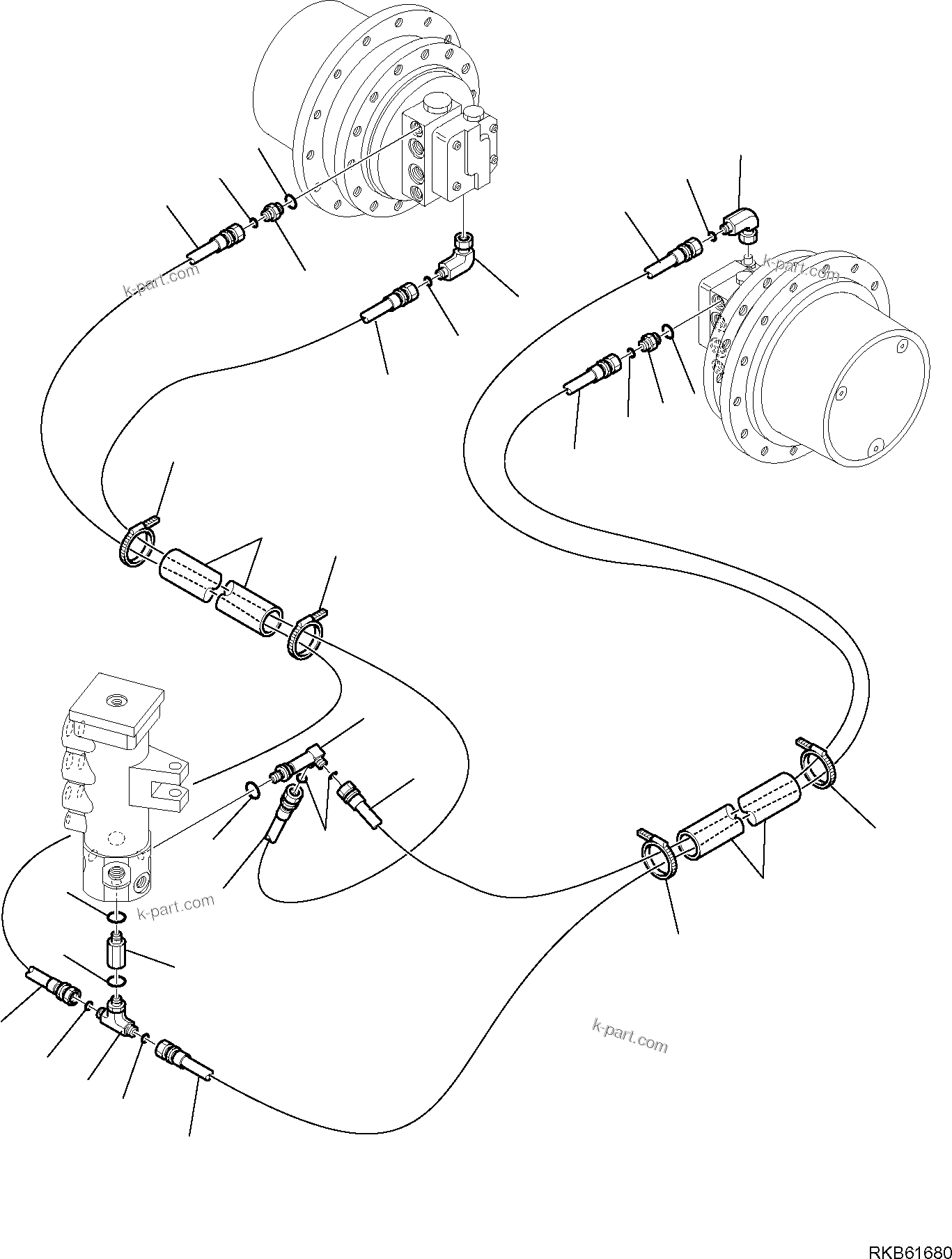 Komatsu parts book diagram for PC88MR-6 S/N F00003 AND UP: HYDRAULIC PIPING (TRAVEL MOTOR LINE) (4/4)