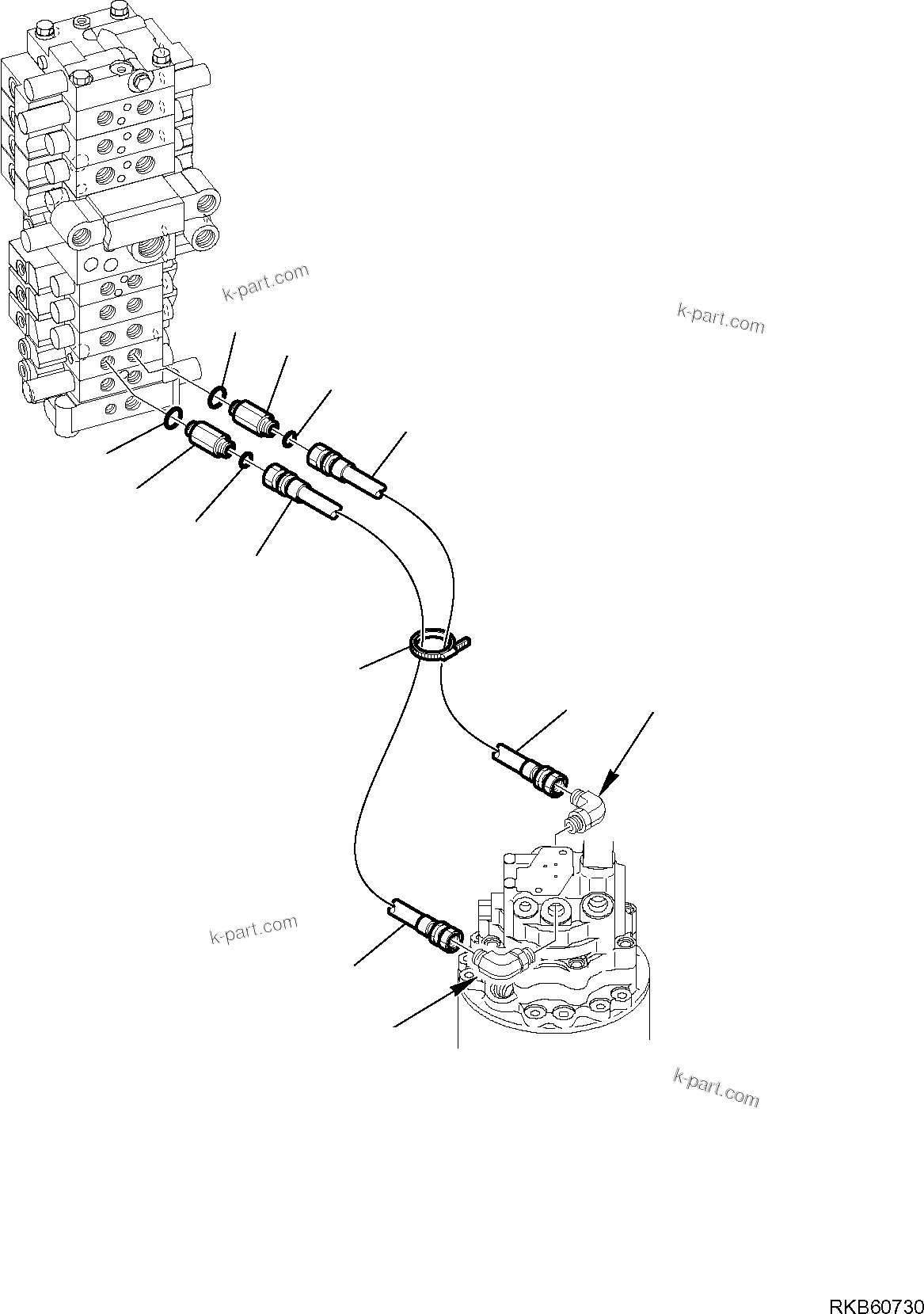 Komatsu parts book diagram for PC88MR-6 S/N F00003 AND UP: HYDRAULIC PIPING (SWING MOTOR) (1/2)