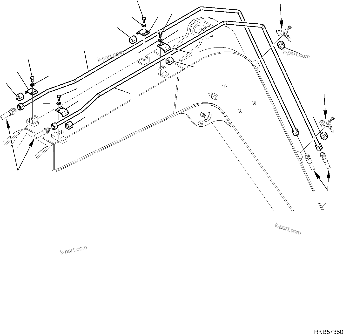 Komatsu parts book diagram for PC88MR-6 S/N F00003 AND UP: HYDRAULIC PIPING (BUCKET LINE) (2/3)