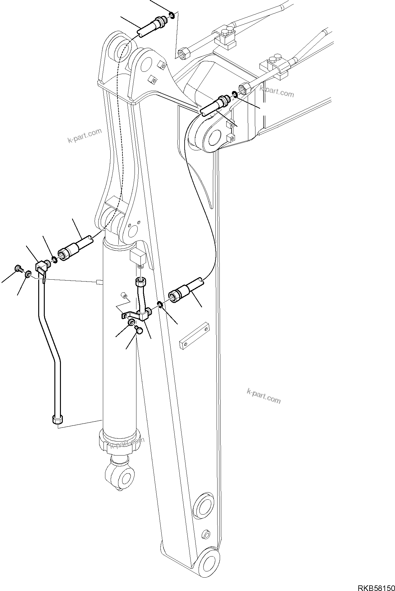 Komatsu parts book diagram for PC88MR-6 S/N F00003 AND UP: HYDRAULIC PIPING (BUCKET LINE) (FOR ARM L=1900 MM) (3/3)