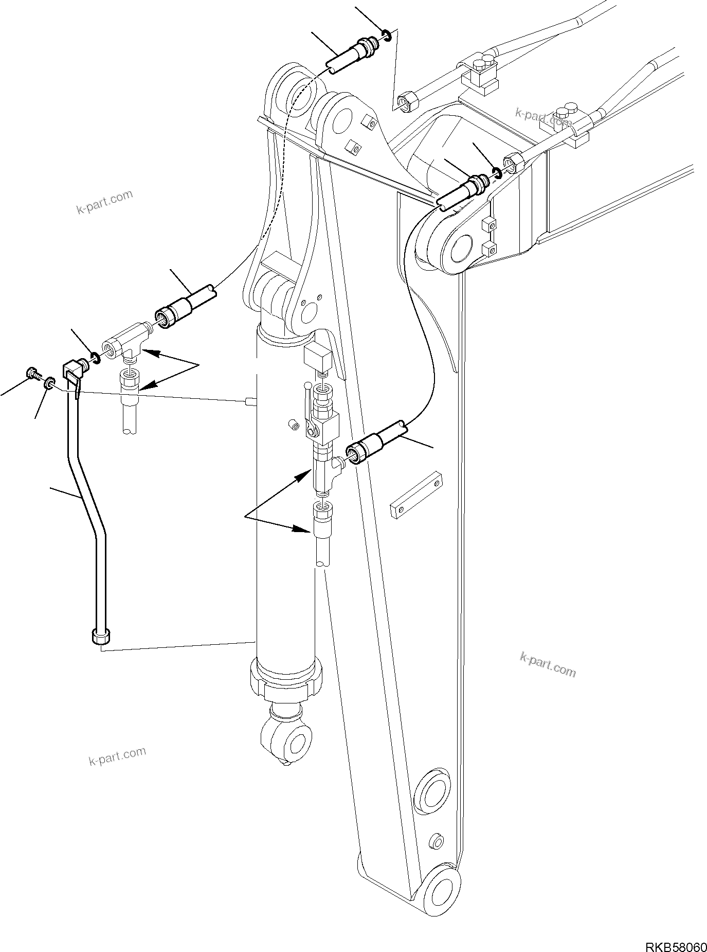 Komatsu parts book diagram for PC88MR-6 S/N F00003 AND UP: HYDRAULIC PIPING (BUCKET LINE) (WITH ATTACHMENT LINE) (FOR ARM L=1650 MM) (3/3)