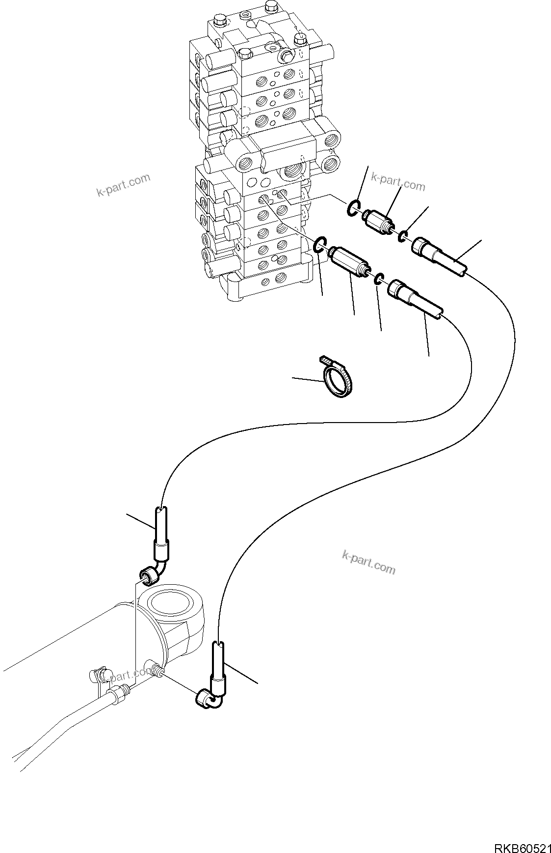 Komatsu parts book diagram for PC88MR-6 S/N F00003 AND UP: HYDRAULIC PIPING (BOOM SWING CYLINDER LINE)