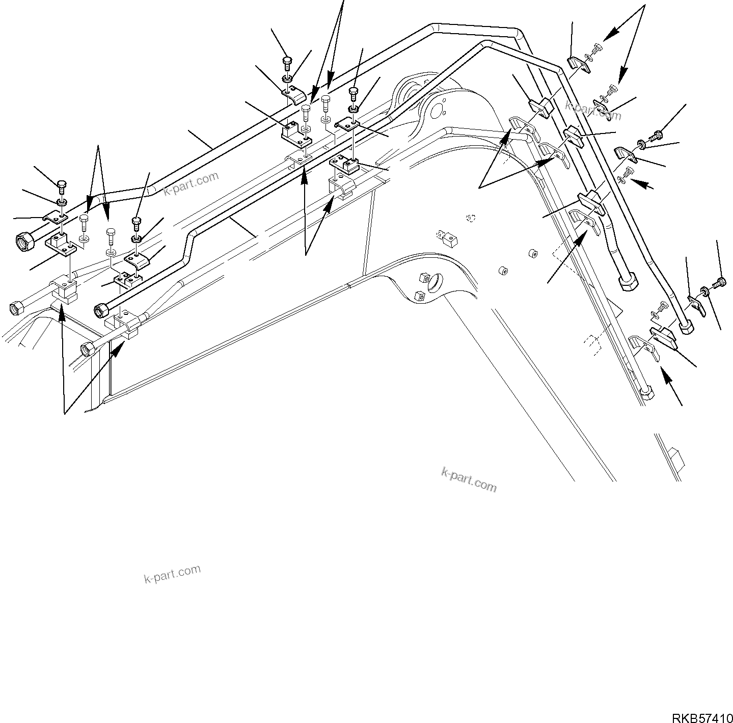 Komatsu parts book diagram for PC88MR-6 S/N F00003 AND UP: HYDRAULIC PIPING (ATTACHMENT LINE) (2/4)