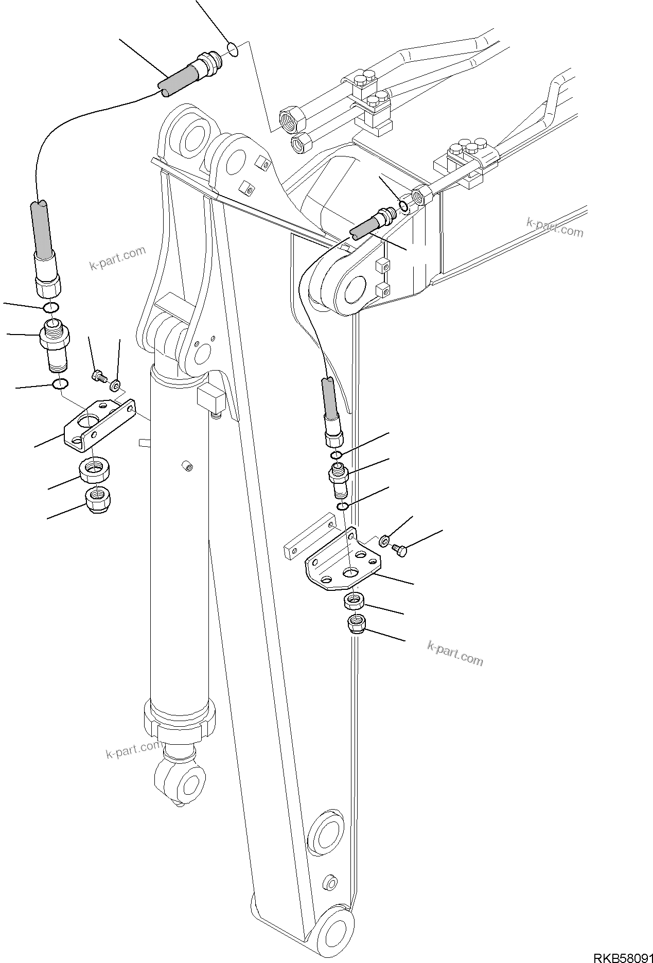 Komatsu parts book diagram for PC88MR-6 S/N F00003 AND UP: HYDRAULIC PIPING (ATTACHMENT LINE) (3/4)