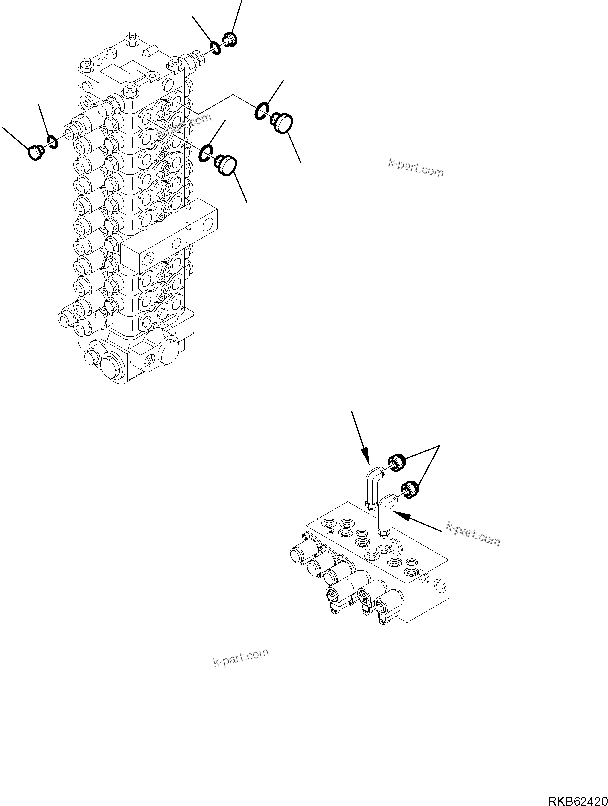 Komatsu parts book diagram for PC88MR-6 S/N F00003 AND UP: HYDRAULIC PIPING (ATTACHMENT LINE) (PLUGS)