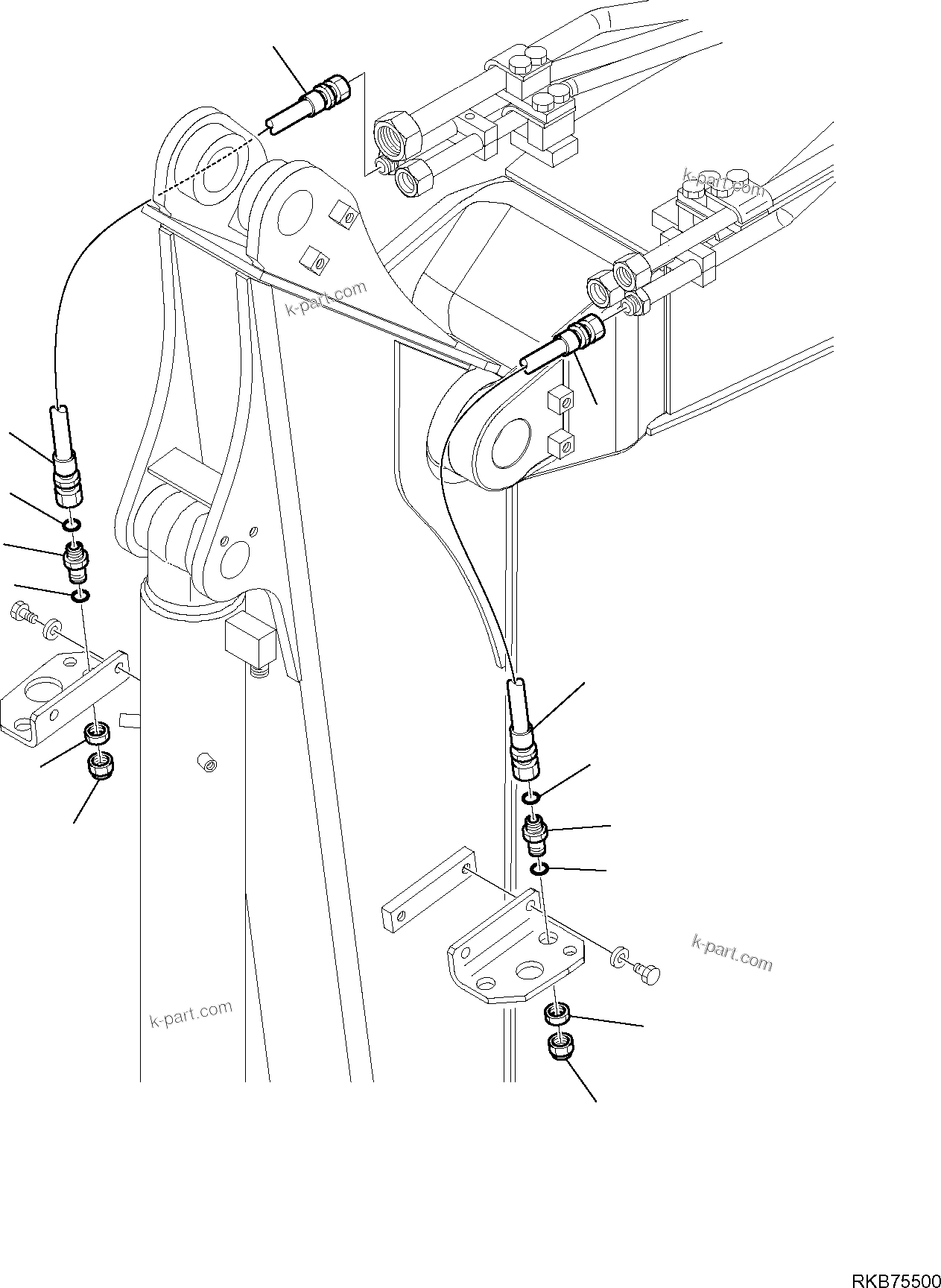 Komatsu parts book diagram for PC88MR-6 S/N F00003 AND UP: HYDRAULIC PIPING (CUTTING AND ROTATING BUCKET) (5/6)