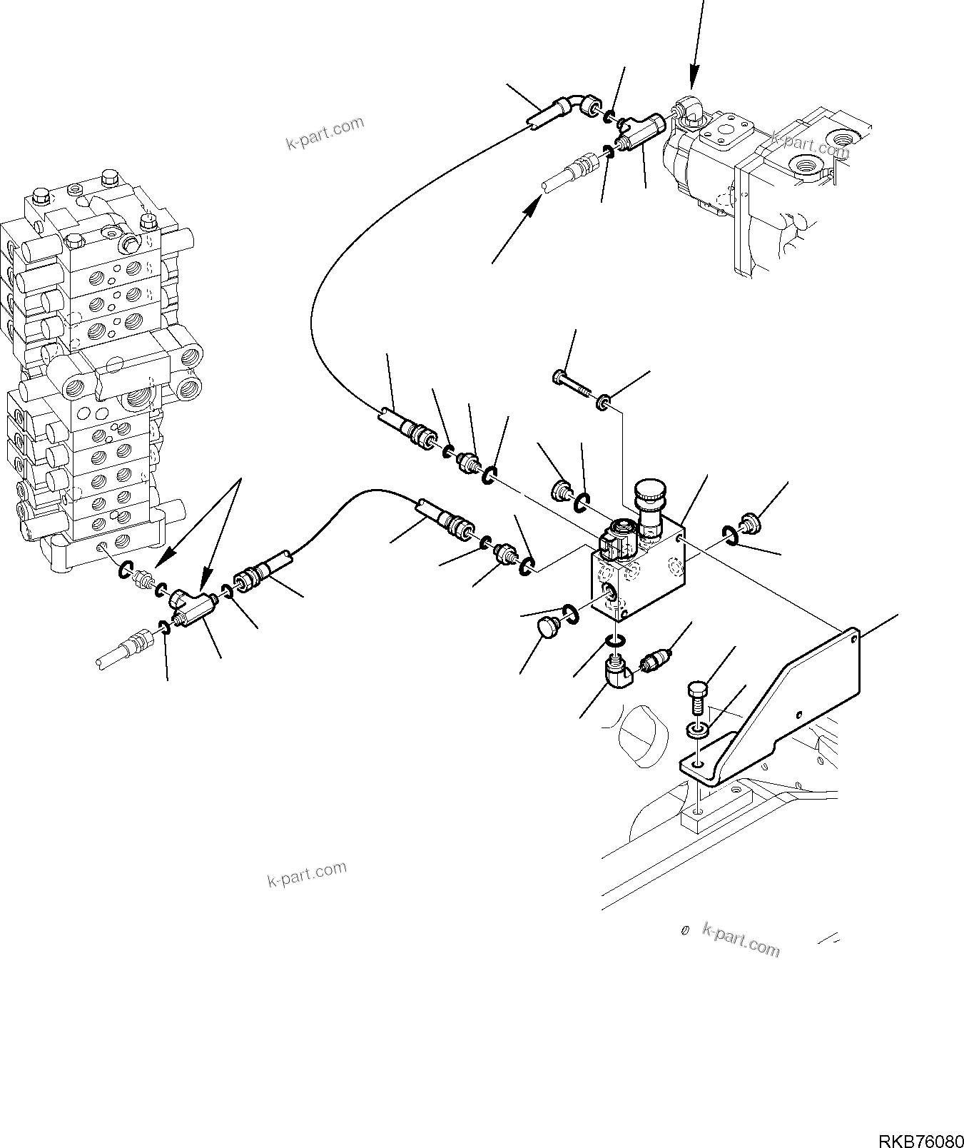 Komatsu parts book diagram for PC88MR-6 S/N F00003 AND UP: HYDRAULIC PIPING (FAST COUPLING LINE) (1/3)