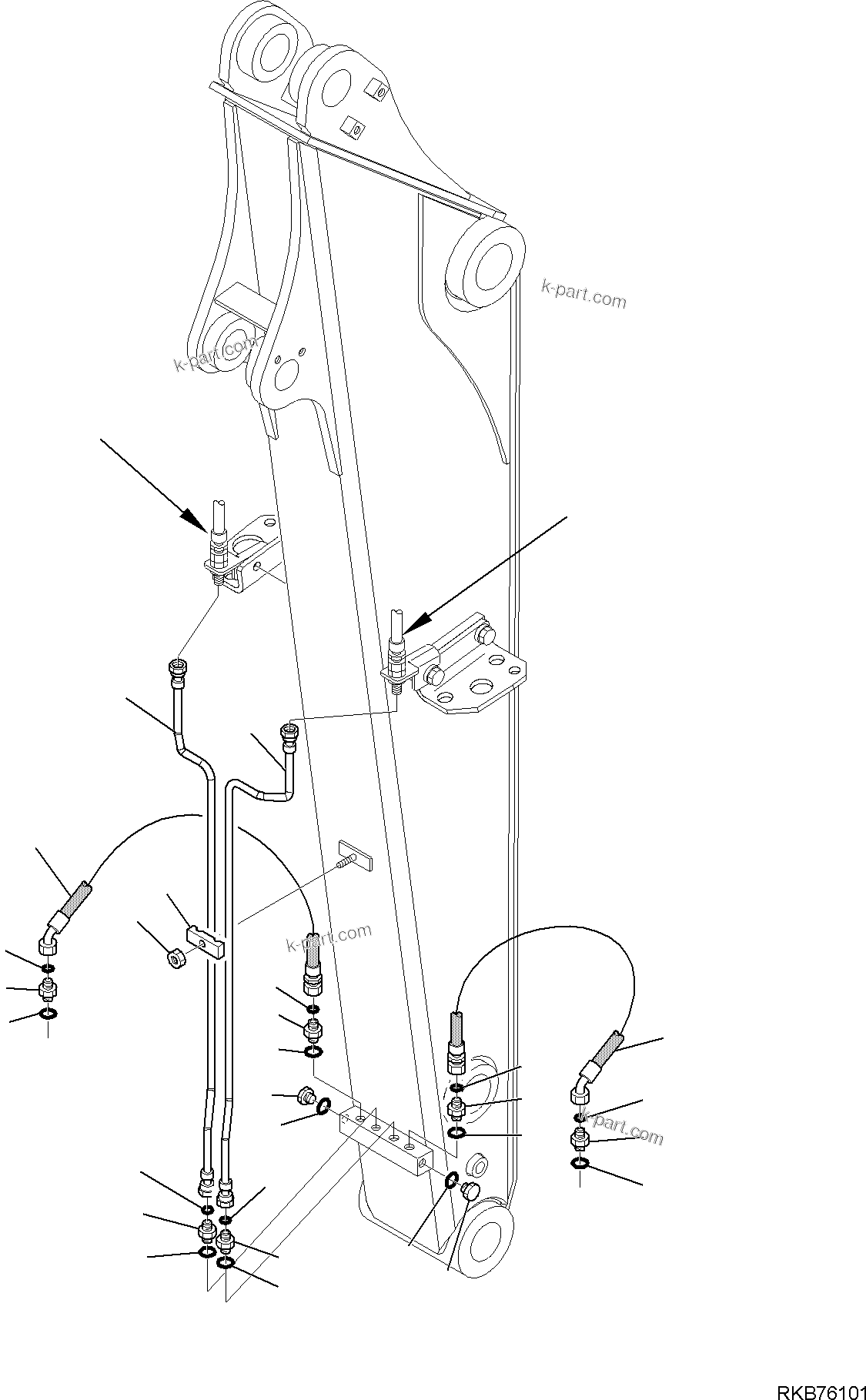 Komatsu parts book diagram for PC88MR-6 S/N F00003 AND UP: HYDRAULIC PIPING (FAST COUPLING LINE) (3/3)
