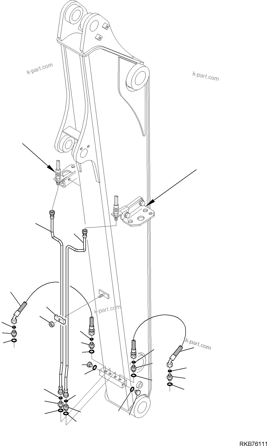 Komatsu parts book diagram for PC88MR-6 S/N F00003 AND UP: HYDRAULIC PIPING (FAST COUPLING LINE) (3/3) (ARM, L=1900 MM)