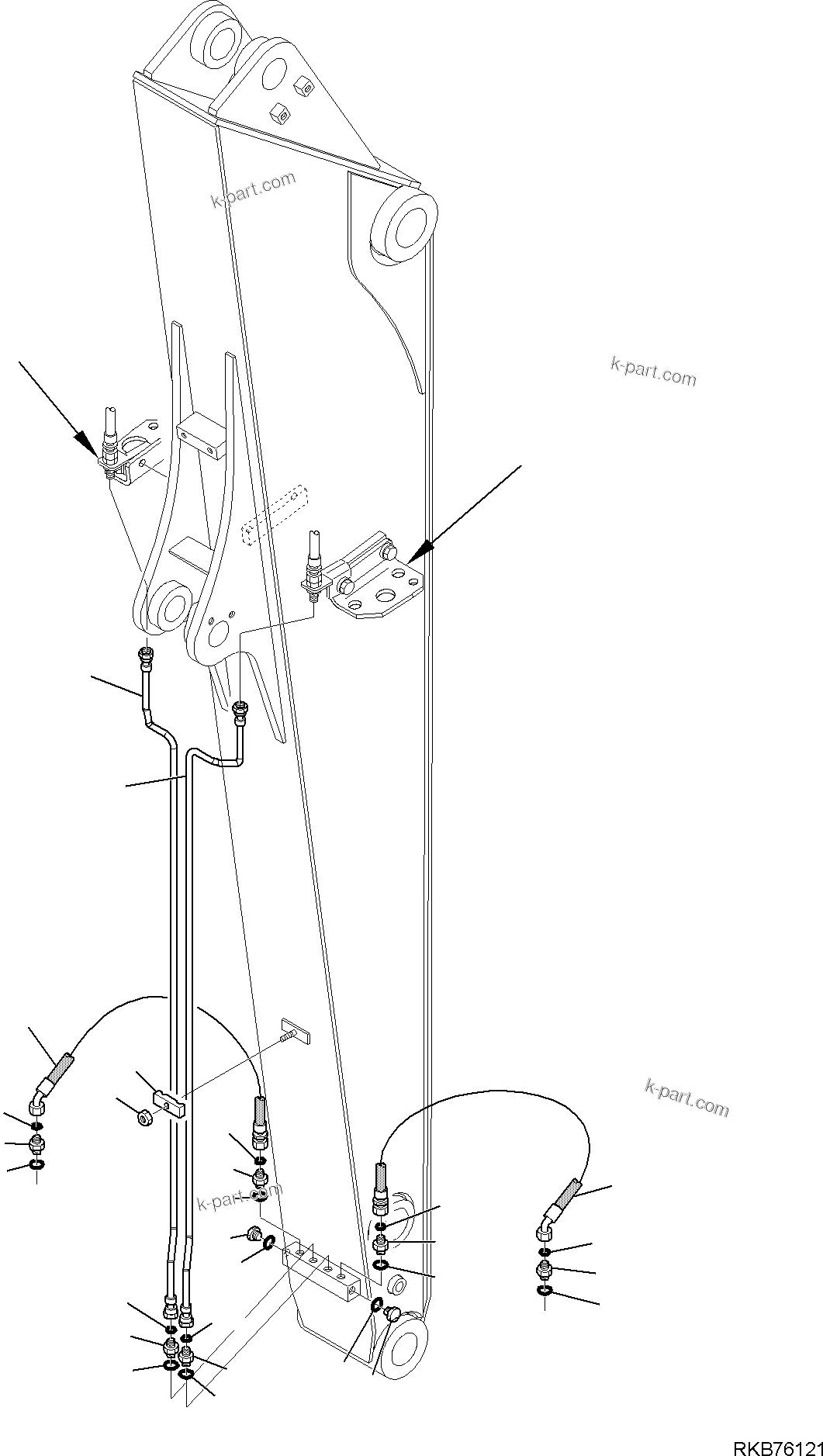Komatsu parts book diagram for PC88MR-6 S/N F00003 AND UP: HYDRAULIC PIPING (FAST COUPLING LINE) (3/3) (ARM, L=2250 MM)