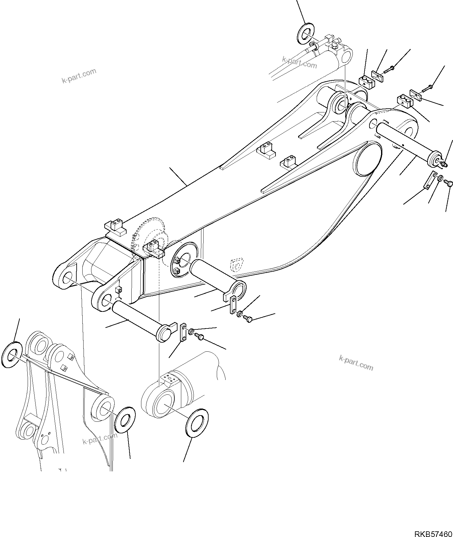 Komatsu parts book diagram for PC88MR-6 S/N F00003 AND UP: 2-PIECE BOOM (2ND BOOM)