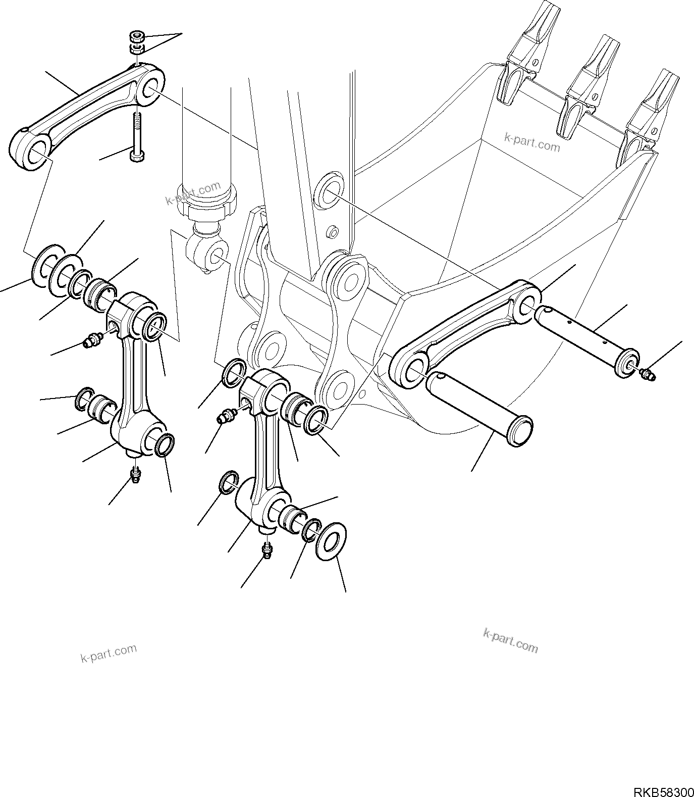 Komatsu parts book diagram for PC88MR-6 S/N F00003 AND UP: BUCKET LINK