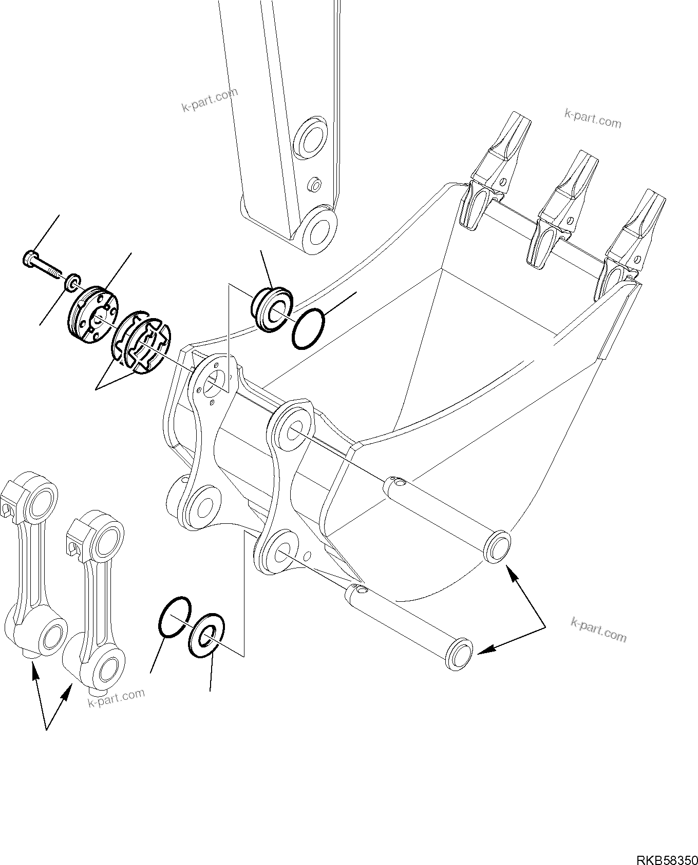 Komatsu parts book diagram for PC88MR-6 S/N F00003 AND UP: BUCKET PIN (2/2)