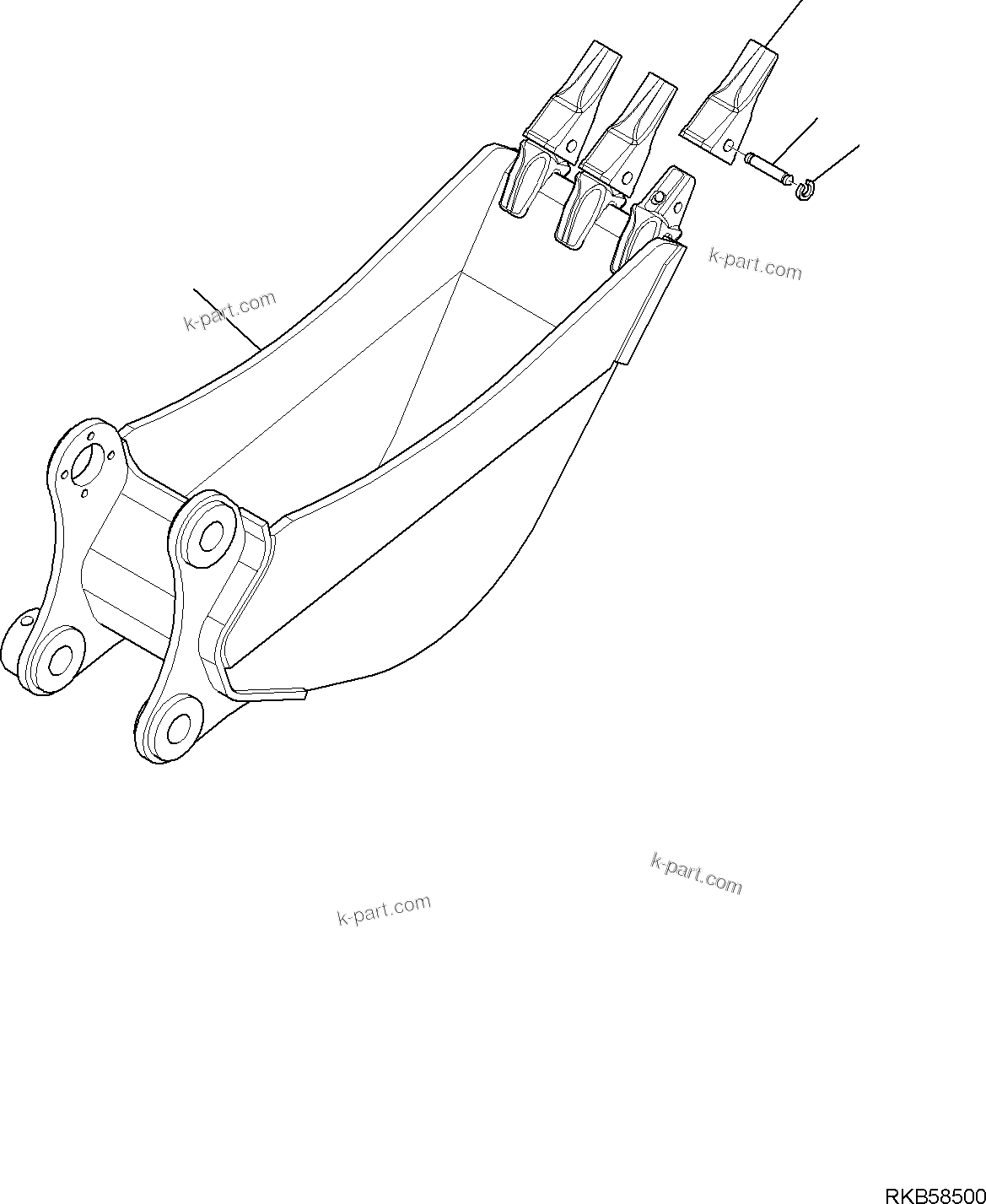 Komatsu parts book diagram for PC88MR-6 S/N F00003 AND UP: BUCKET (L=350 MM)