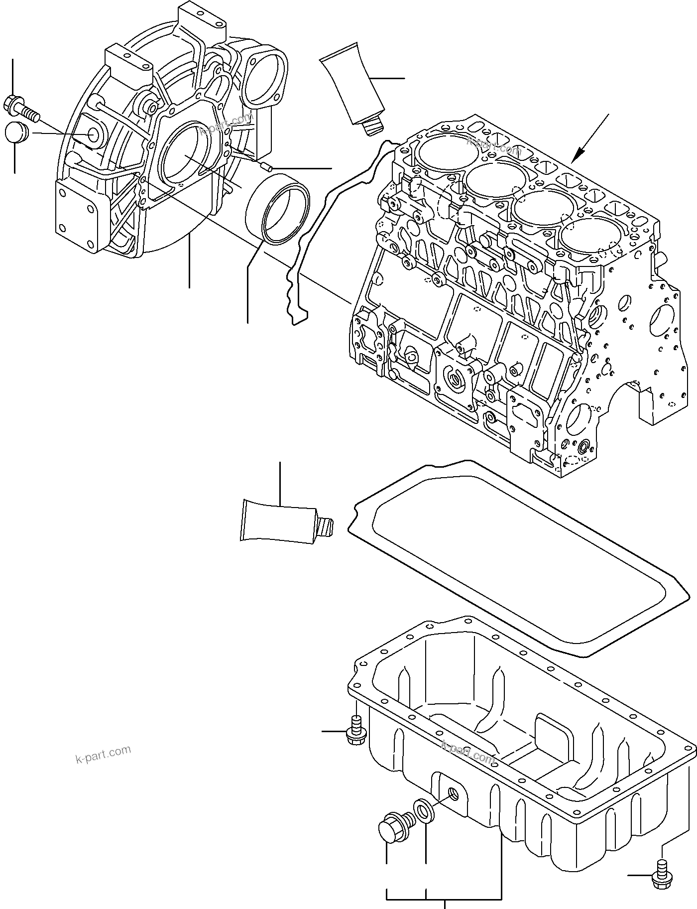 Komatsu parts book diagram for PC95R-2 USA S/N 21D5220114-Up: FLYWHEEL - LUBRICATING OIL SUMP