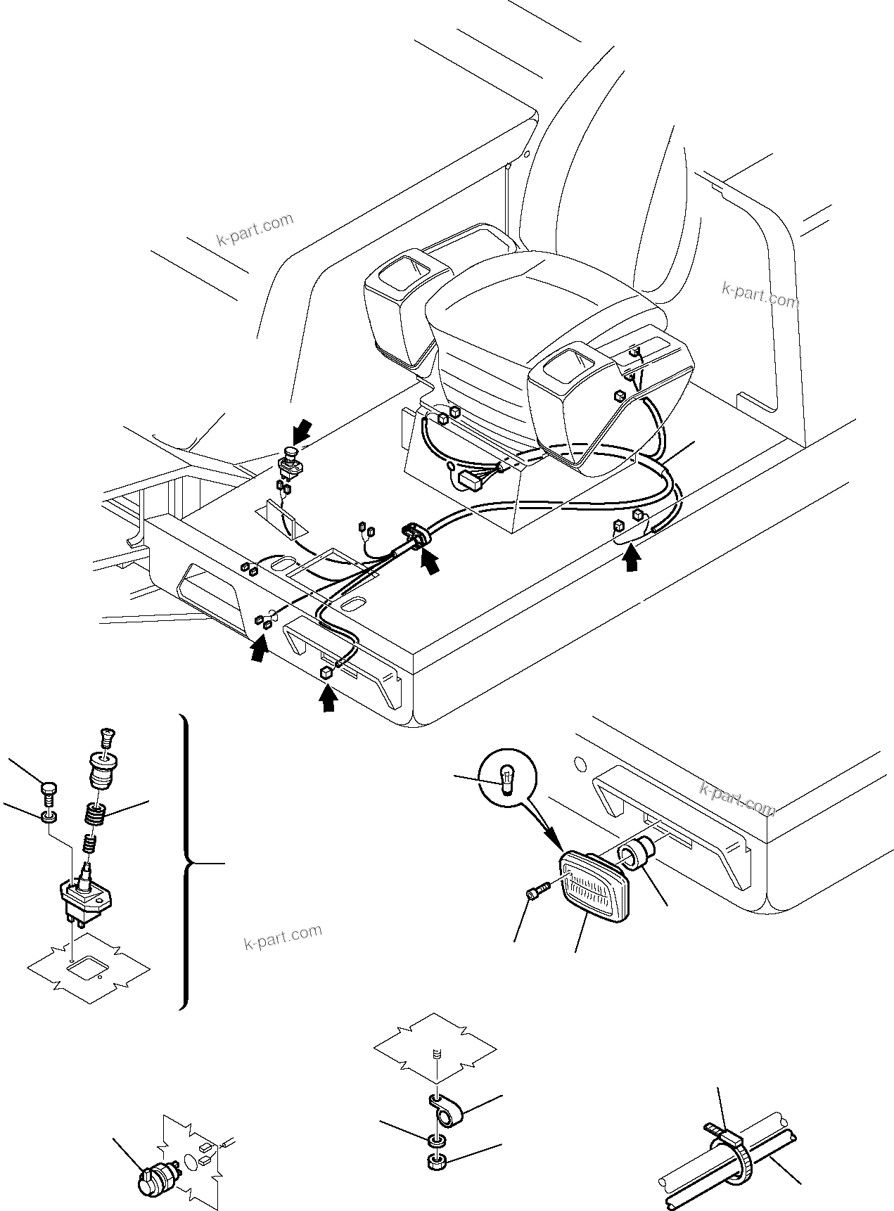 Komatsu parts book diagram for PC95R-2 USA S/N 21D5220114-Up: ELECTRICAL SYSTEM (LIGHT AND SERVICE LINE) (2/2)
