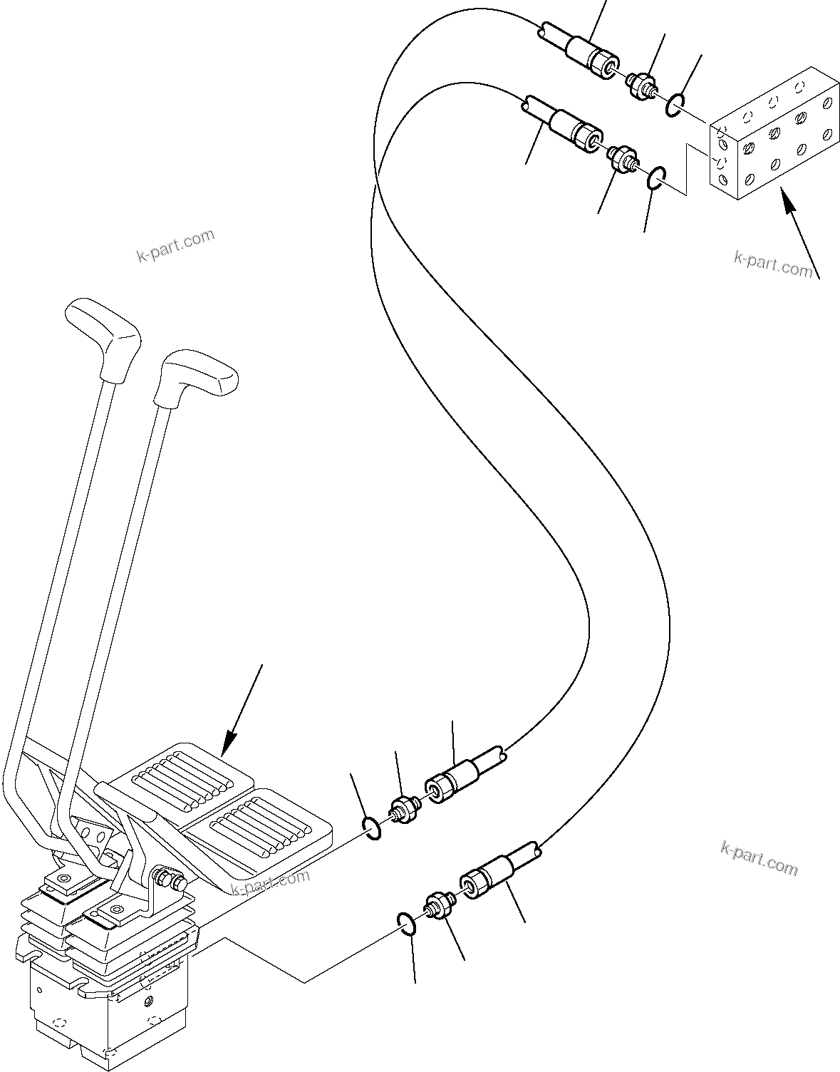 Komatsu parts book diagram for PC95R-2 USA S/N 21D5220114-Up: HYDRAULIC PIPING (TRAVEL PPC LINE) (2/2)