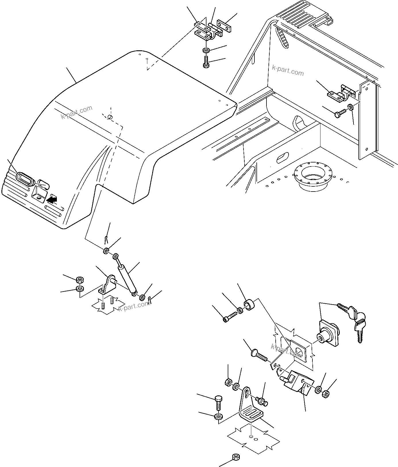 Komatsu parts book diagram for PC95R-2 USA S/N 21D5220114-Up: CONTROL VALVE SIDE COVER