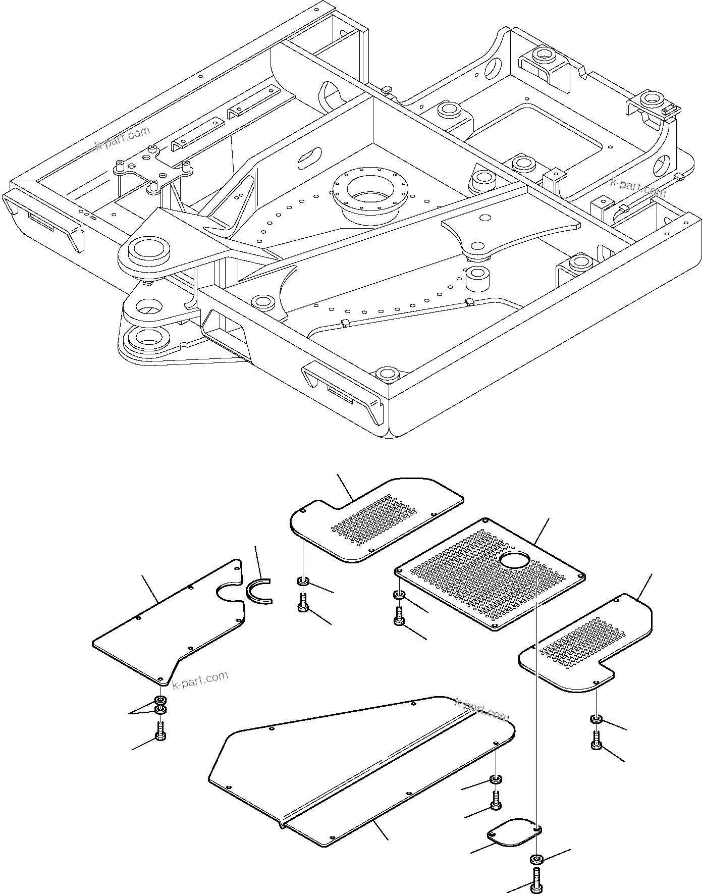 Komatsu parts book diagram for PC95R-2 USA S/N 21D5220114-Up: REVOLVING FRAME UNDER COVER