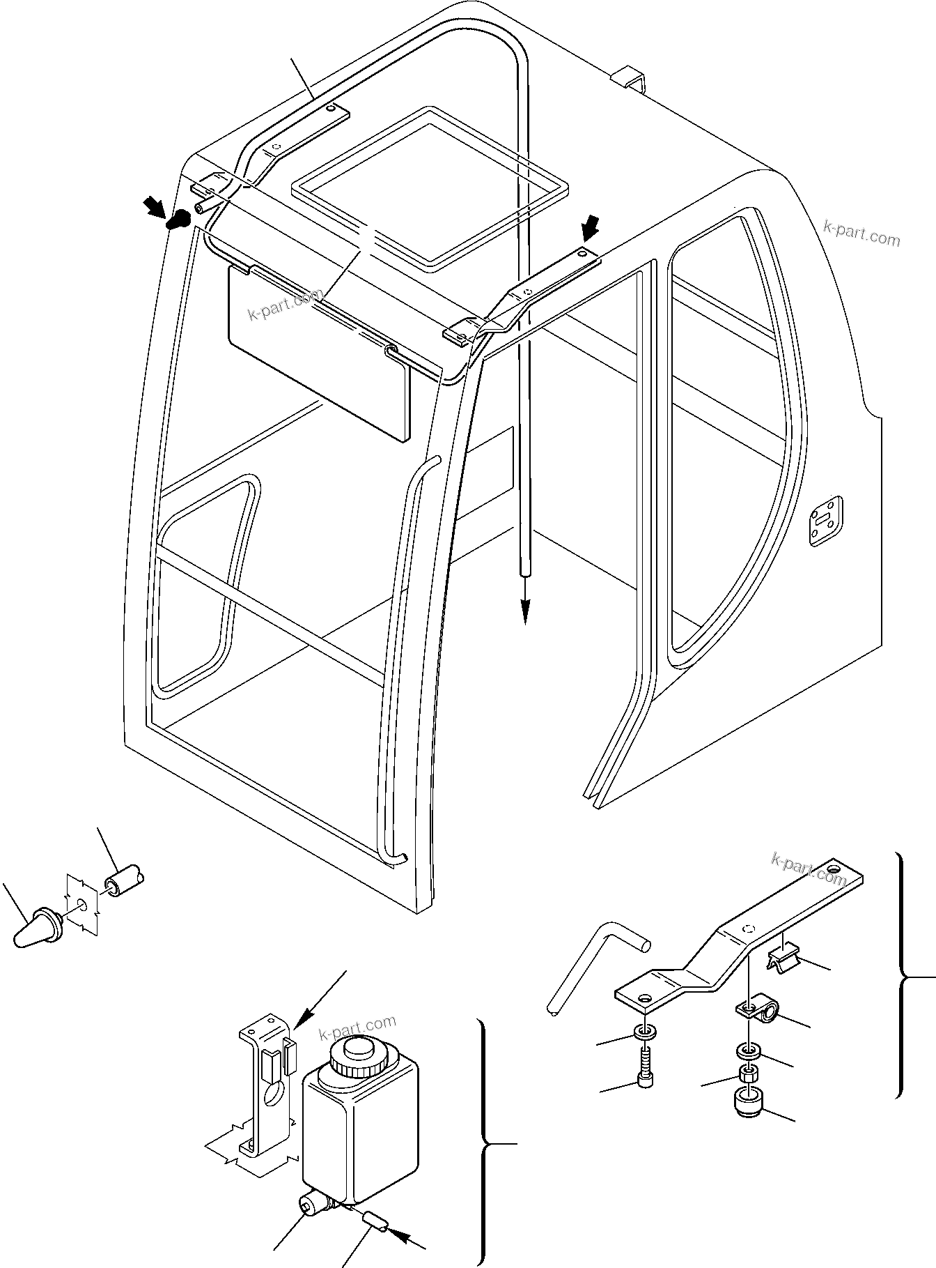 Komatsu parts book diagram for PC95R-2 USA S/N 21D5220114-Up: OPERATOR'S CAB (EQUIPMENT)