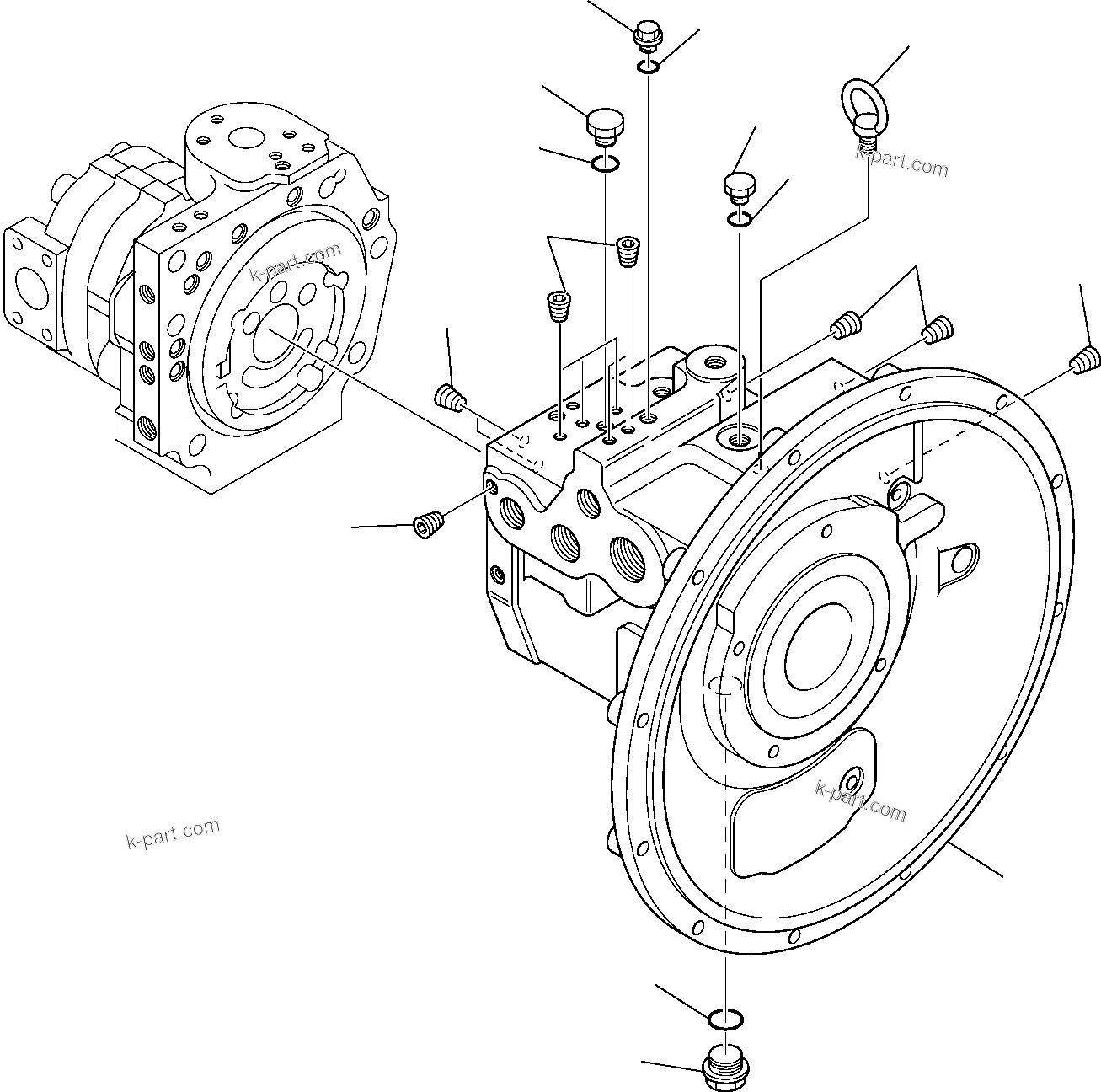 Komatsu parts book diagram for PC95R-2 USA S/N 21D5220114-Up: HYDRAULIC PUMP (1/9)