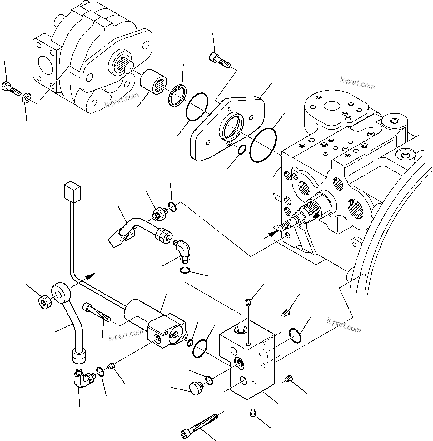 Komatsu parts book diagram for PC95R-2 USA S/N 21D5220114-Up: HYDRAULIC PUMP (8/9)
