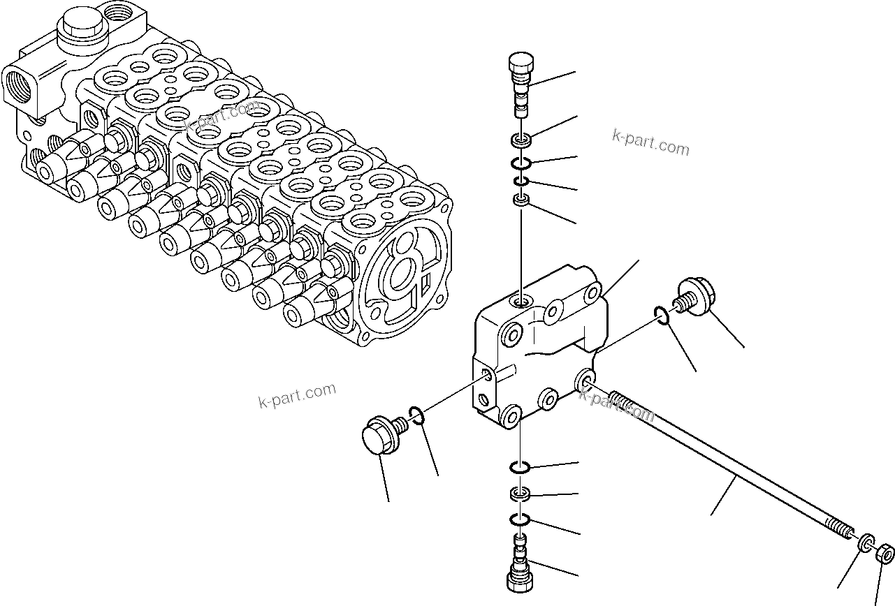 Komatsu parts book diagram for PC95R-2 USA S/N 21D5220114-Up: CONTROL VALVE (4/7)