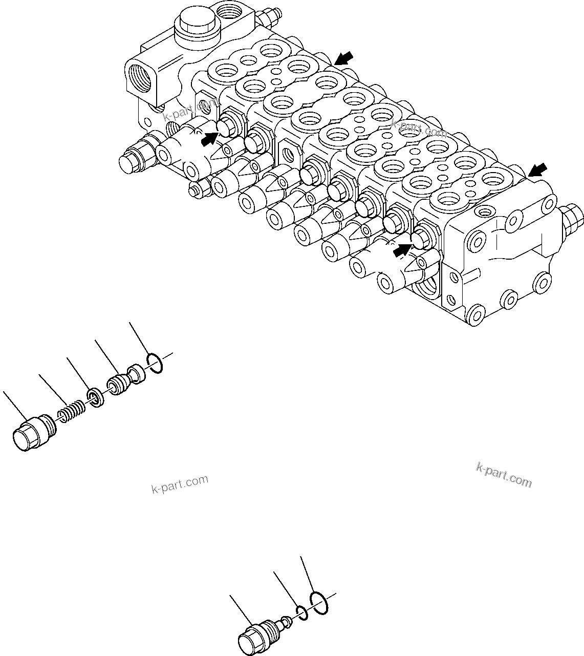 Komatsu parts book diagram for PC95R-2 USA S/N 21D5220114-Up: CONTROL VALVE (6/7)