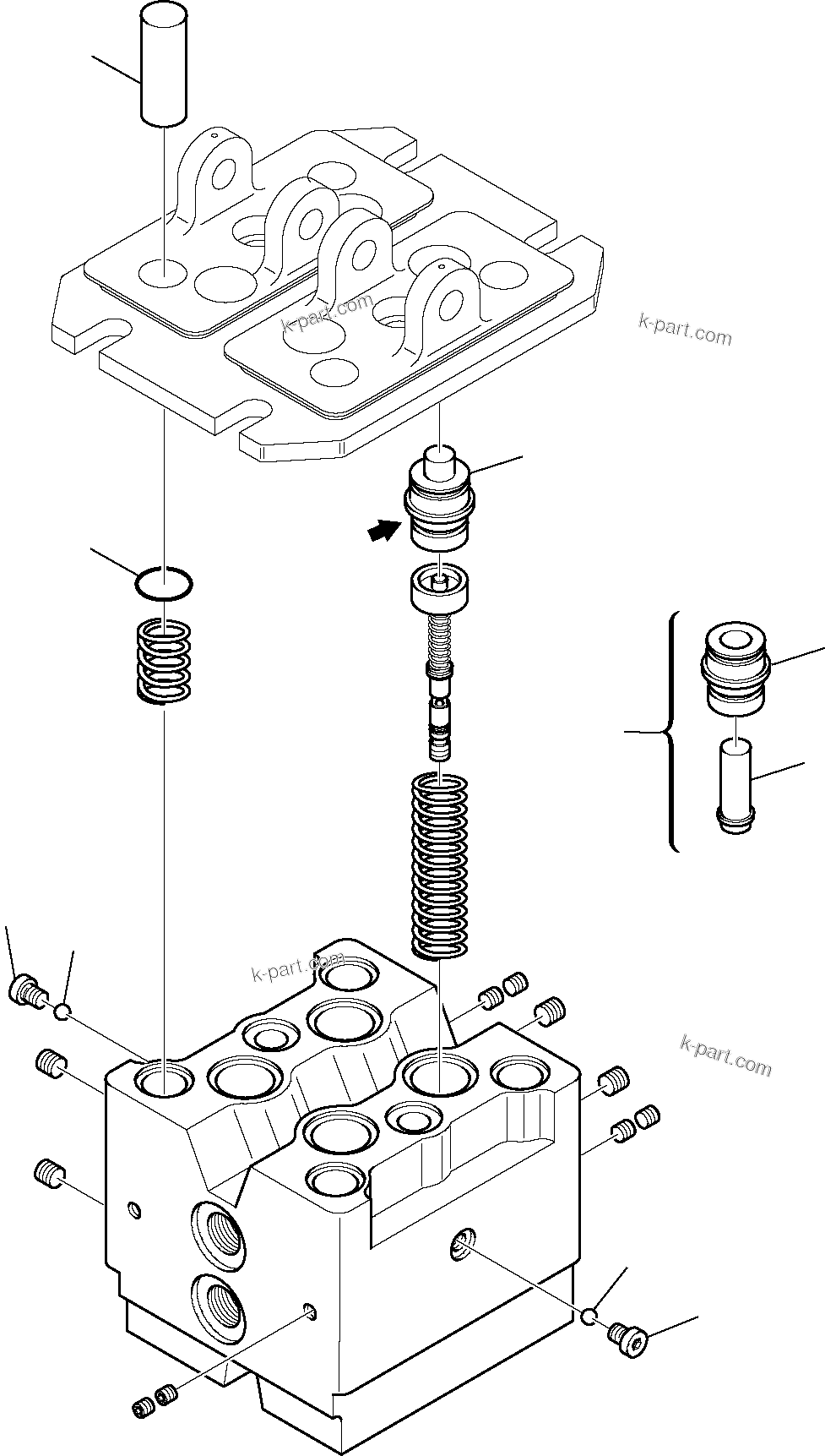 Komatsu parts book diagram for PC95R-2 USA S/N 21D5220114-Up: PPC VALVE (FOR TRAVEL) (3/3)