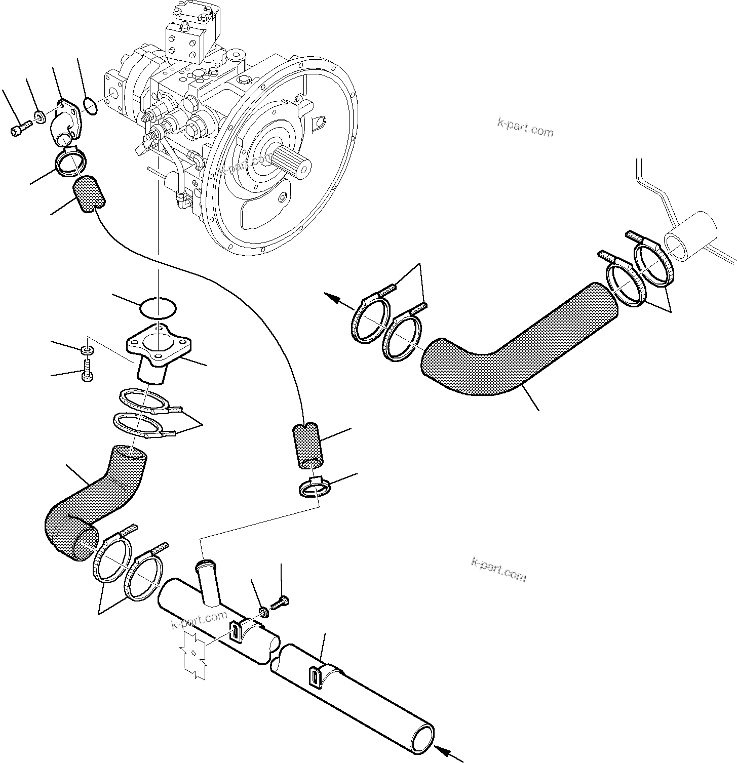 Komatsu parts book diagram for PC95R-2 USA S/N 21D5220114-Up: HYDRAULIC PIPING (SUCTION LINE)