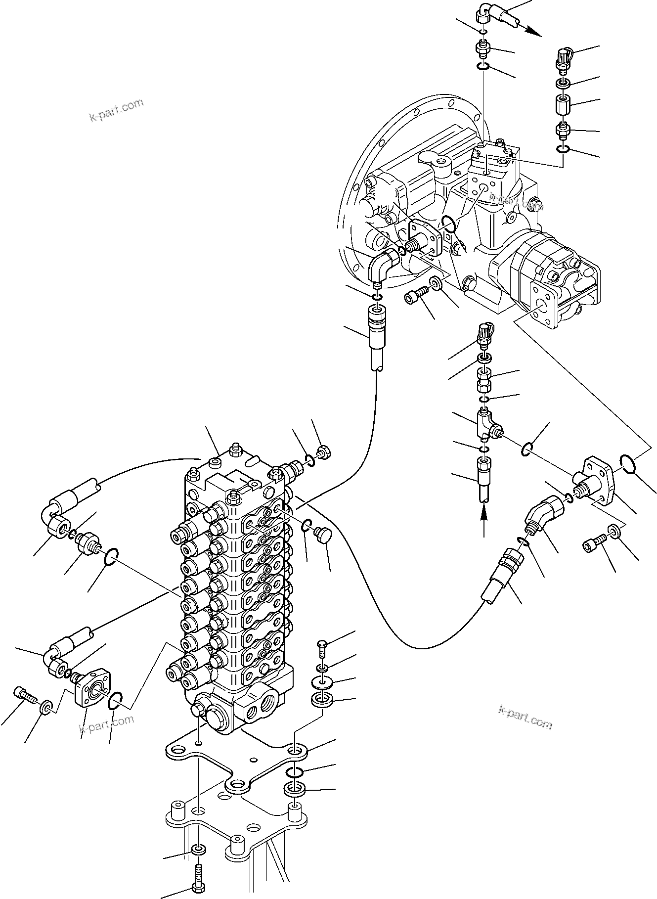 Komatsu parts book diagram for PC95R-2 USA S/N 21D5220114-Up: HYDRAULIC PIPING (DELIVERY LINE)