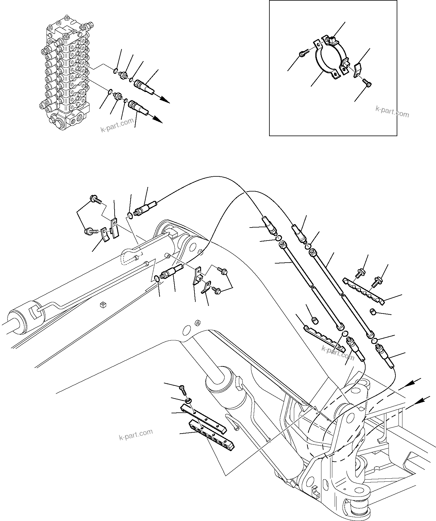 Komatsu parts book diagram for PC95R-2 USA S/N 21D5220114-Up: HYDRAULIC PIPING (ARM CYLINDER LINE)