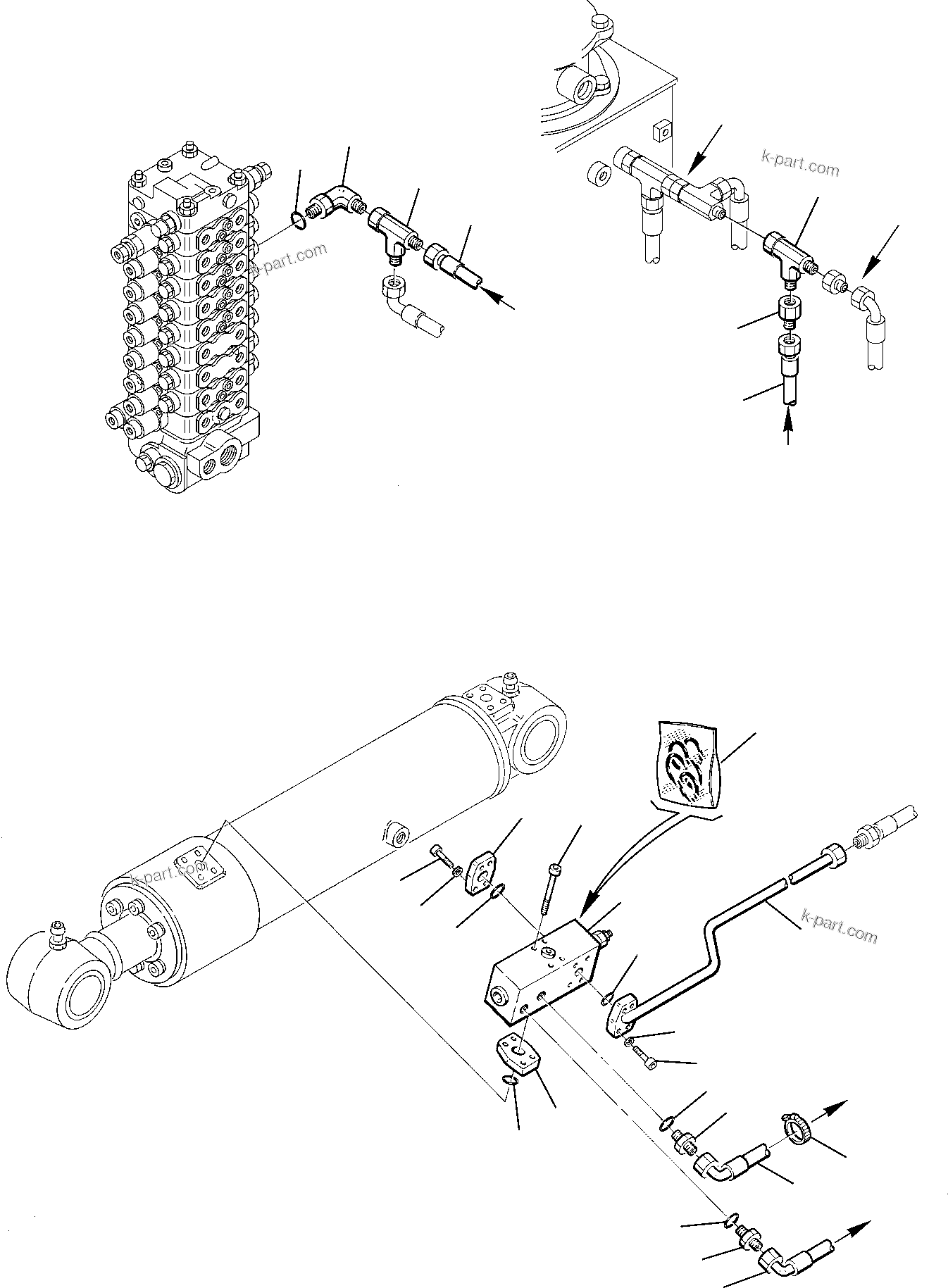 Komatsu parts book diagram for PC95R-2 USA S/N 21D5220114-Up: HYDRAULIC PIPING (ARM CYLINDER LINE) (SAFETY VALVE)