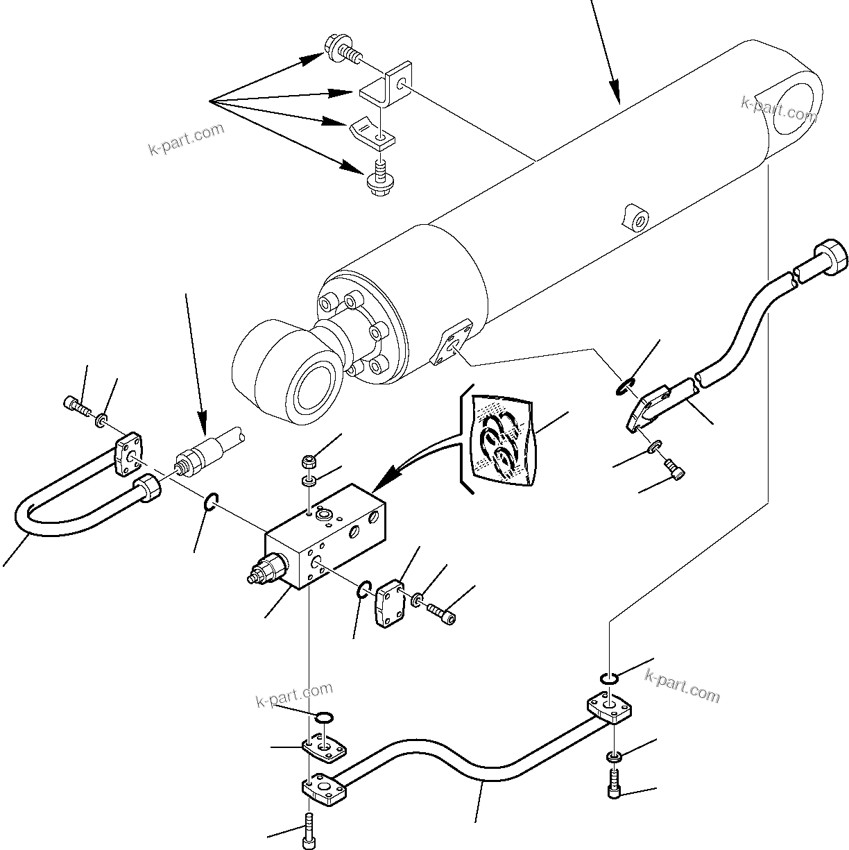 Komatsu parts book diagram for PC95R-2 USA S/N 21D5220114-Up: HYDRAULIC PIPING (BOOM CYLINDER LINE) (SAFETY VALVE)