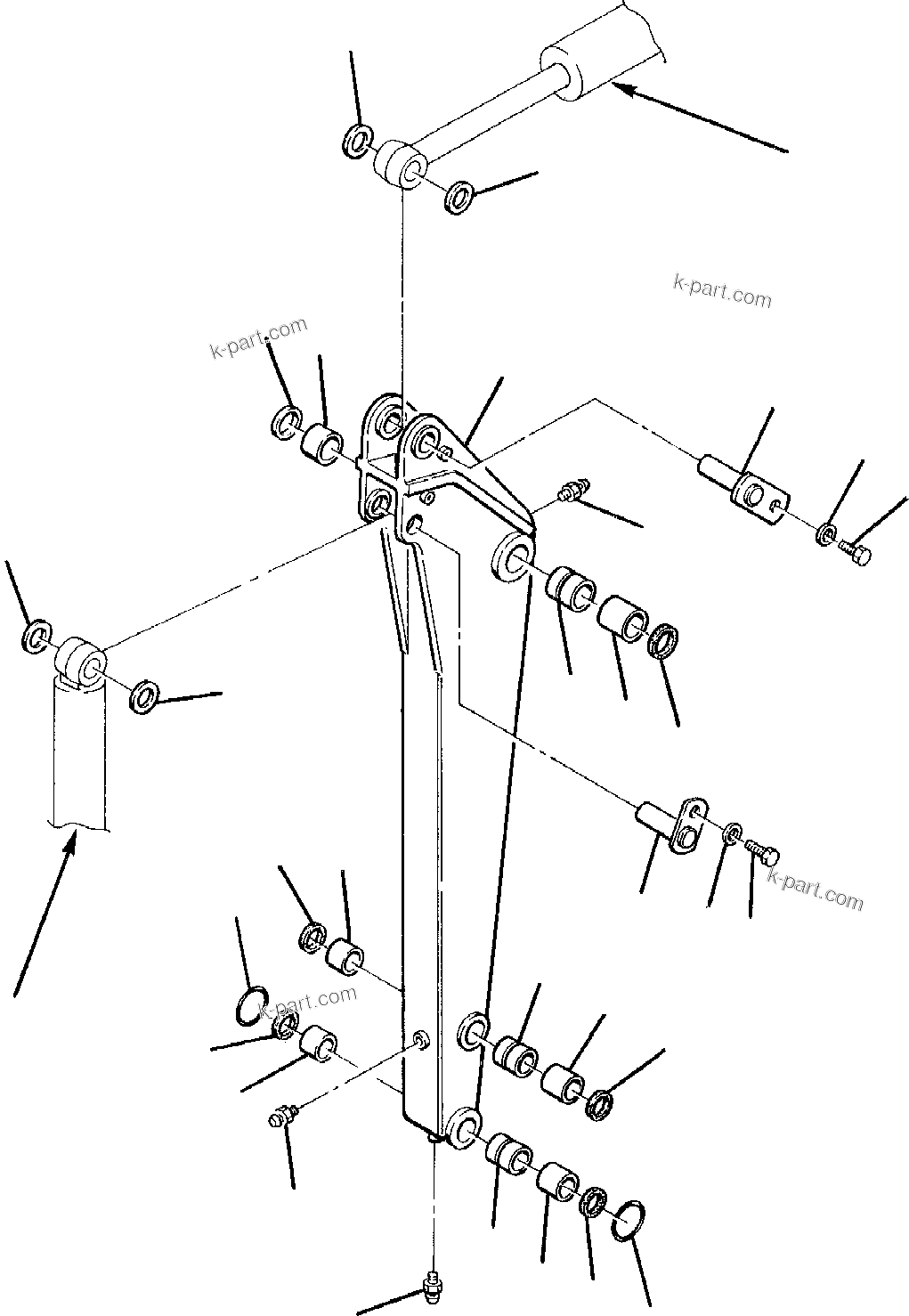 Komatsu parts book diagram for PC95R-2 USA S/N 21D5220114-Up: ARM, L=1600 MM