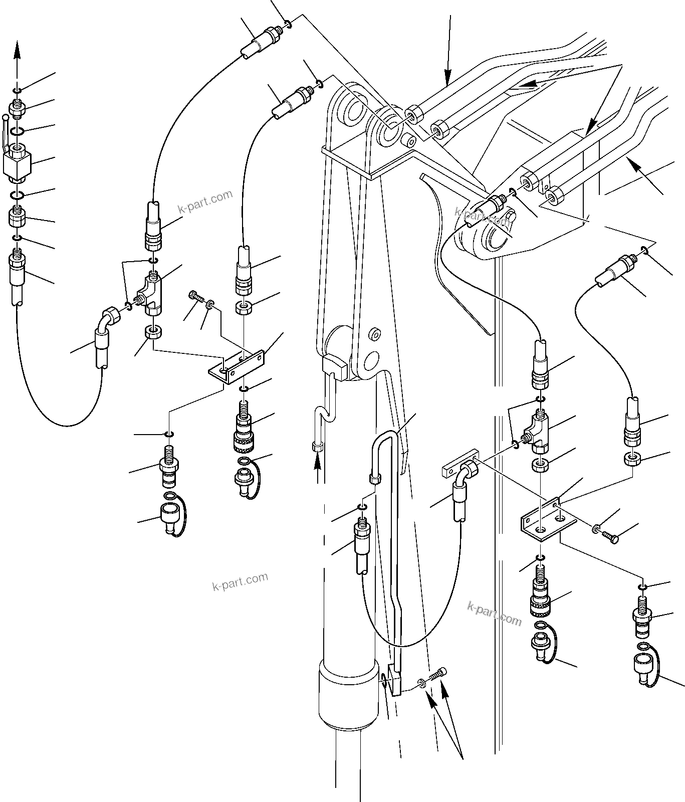 Komatsu parts book diagram for PC95R-2 USA S/N 21D5220114-Up: HYDRAULIC PIPING (ATTACHMENT LINE)(ARM SIDE)(OPTIONAL)