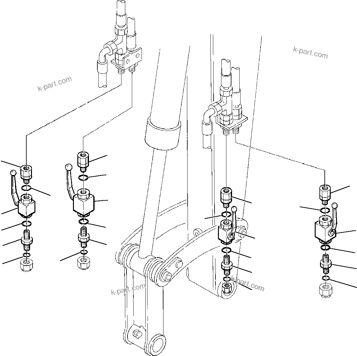 Komatsu parts book diagram for PC95R-2 USA S/N 21D5220114-Up: HYDRAULIC PIPING (ATTACHMENT LINE) (OPTIONAL COCK)