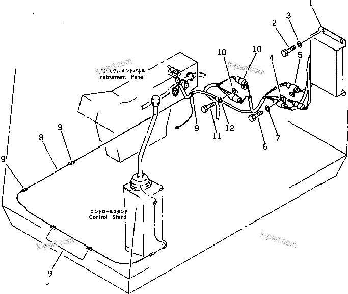 Komatsu parts book diagram for PF5-1 S/N 10001-UP: INSTRUMENT PANEL (3/4)